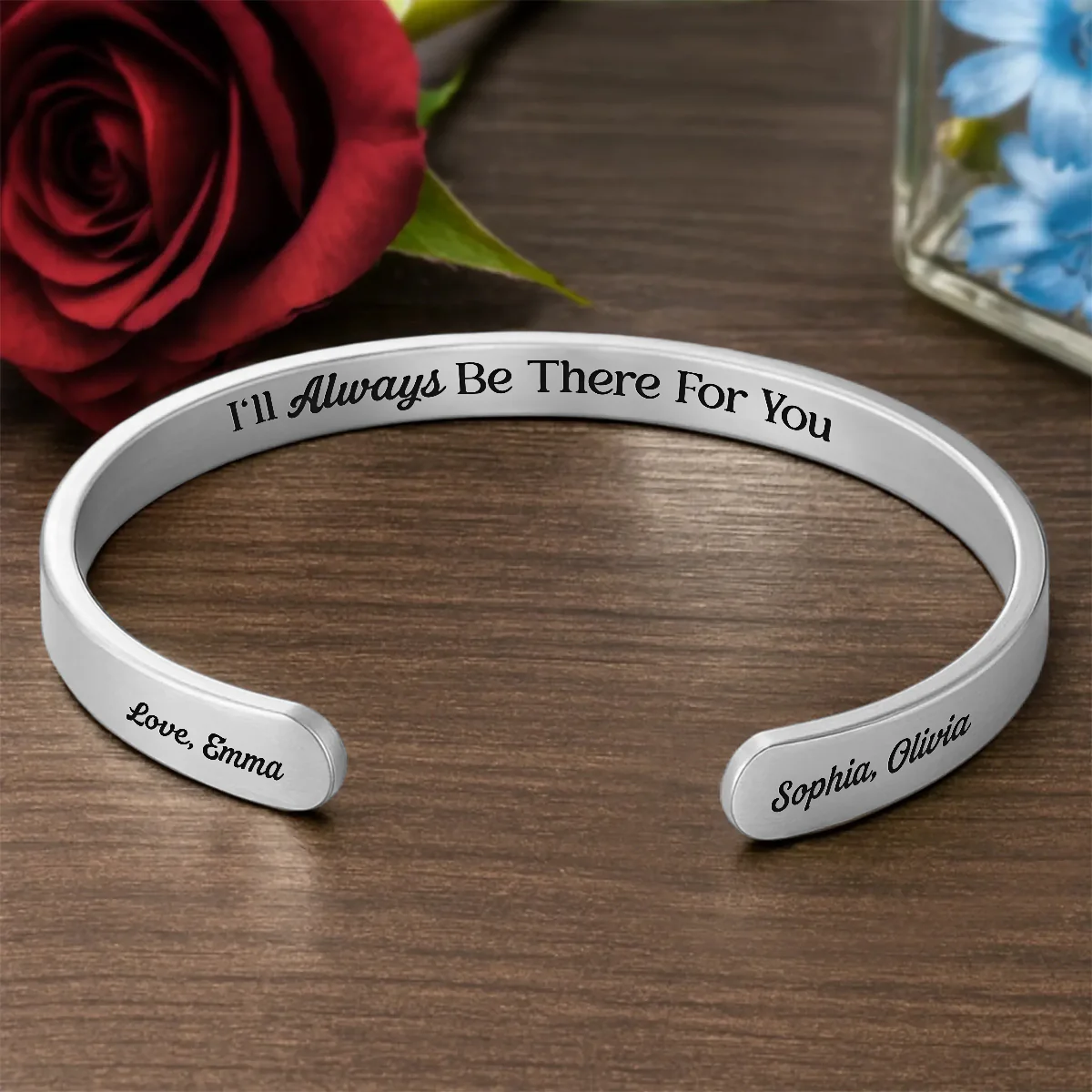 I'll Always Be There For You - Personalized Cuff Bangle Bracelet With Box - Image 2