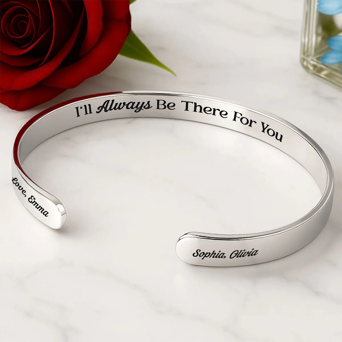I'll Always Be There For You - Personalized Cuff Bangle Bracelet With Box - Image 4
