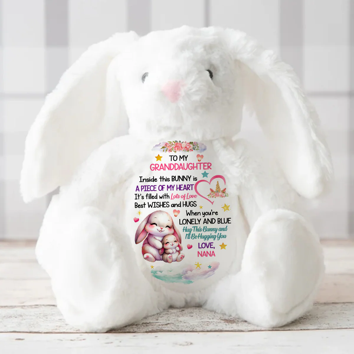 I'll Be Hugging You - Personalized Stuffed Bunny - Image 3