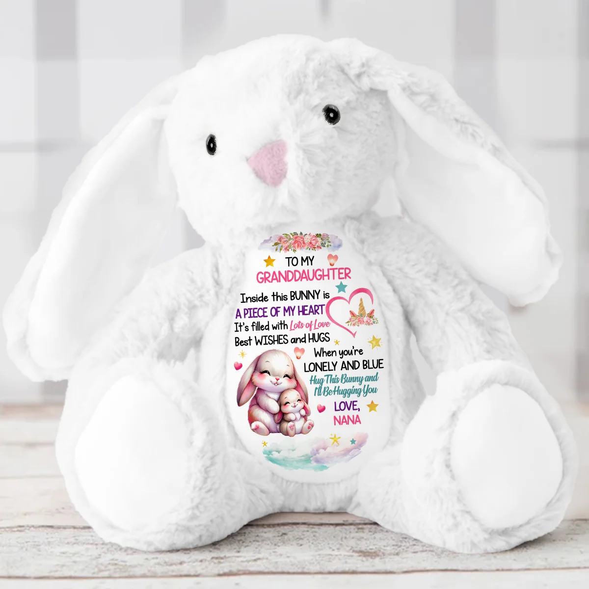 I'll Be Hugging You - Personalized Stuffed Bunny - Image 5