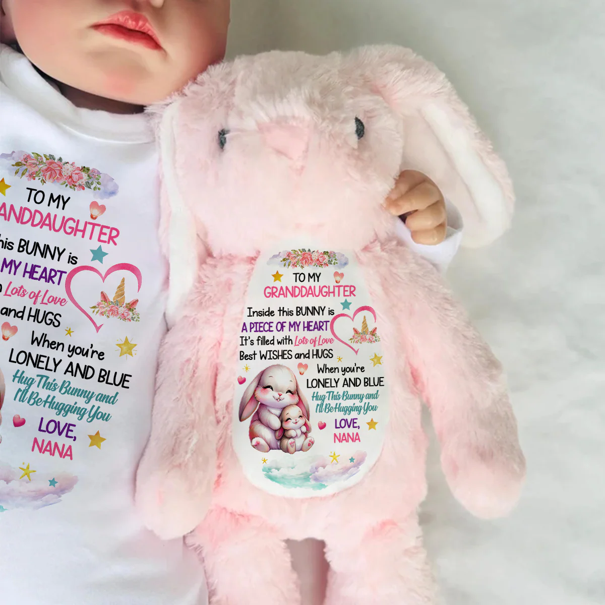 I'll Be Hugging You - Personalized Stuffed Bunny - Image 6