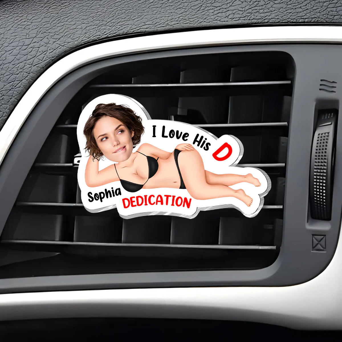 I Love His D - Personalized Acrylic Car Vent Clip