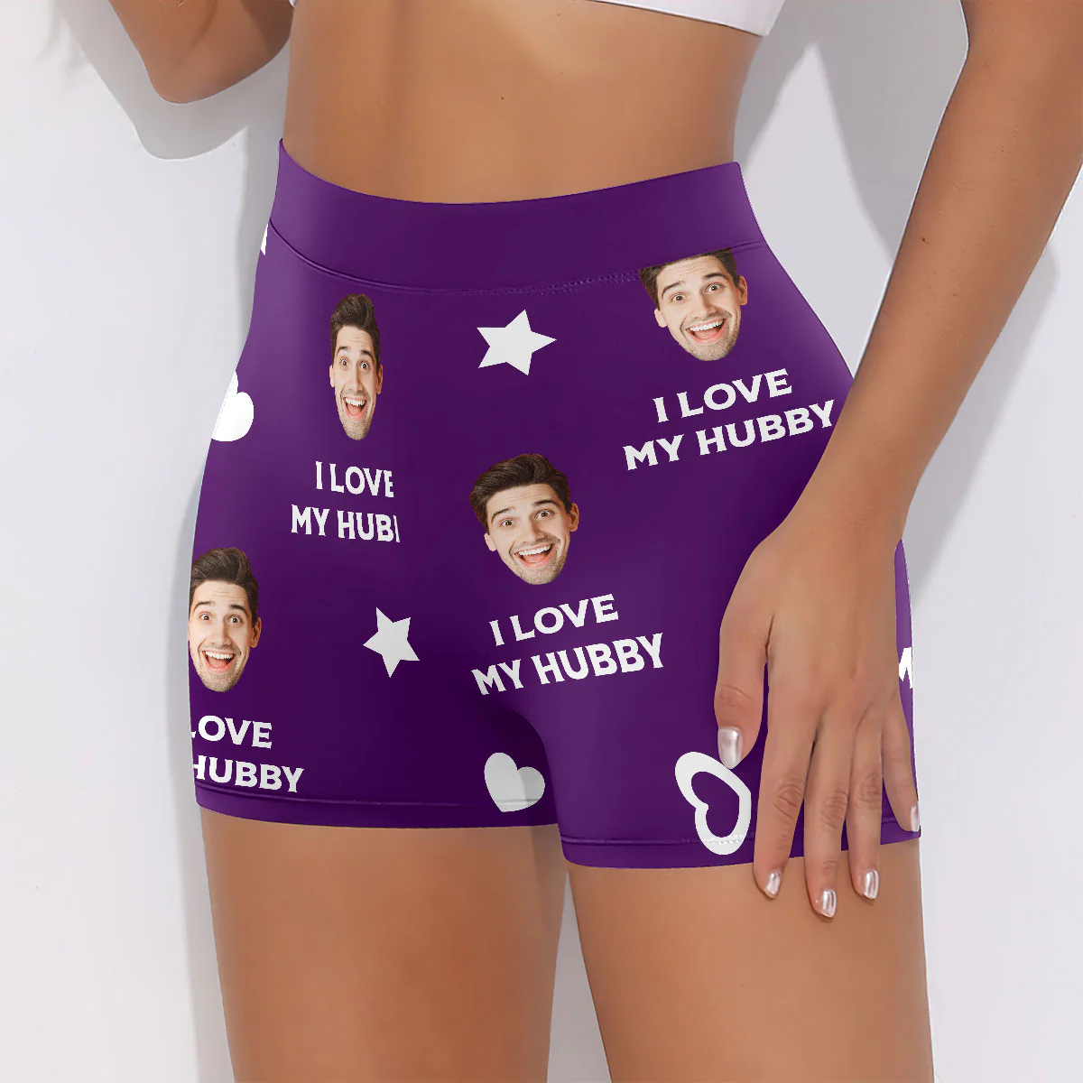 I Love My Hubby - Personalized Short Leggings - Image 6