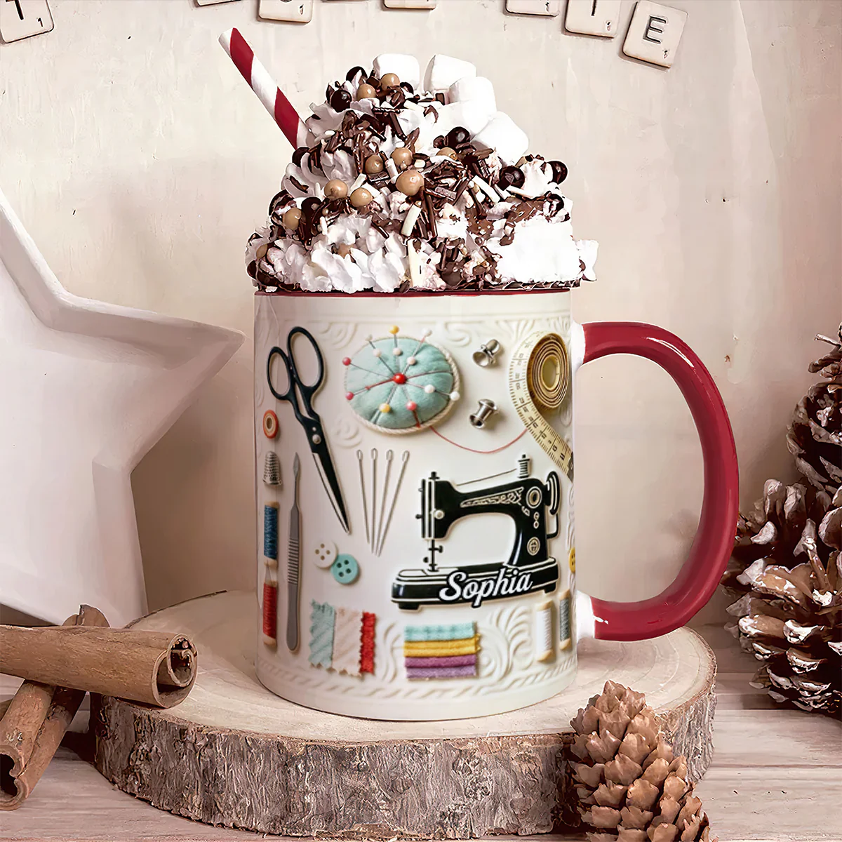 I Love Sewing - Personalized Accent Mug - Image 2