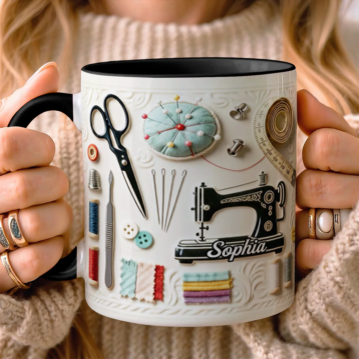 I Love Sewing - Personalized Accent Mug - Image 3