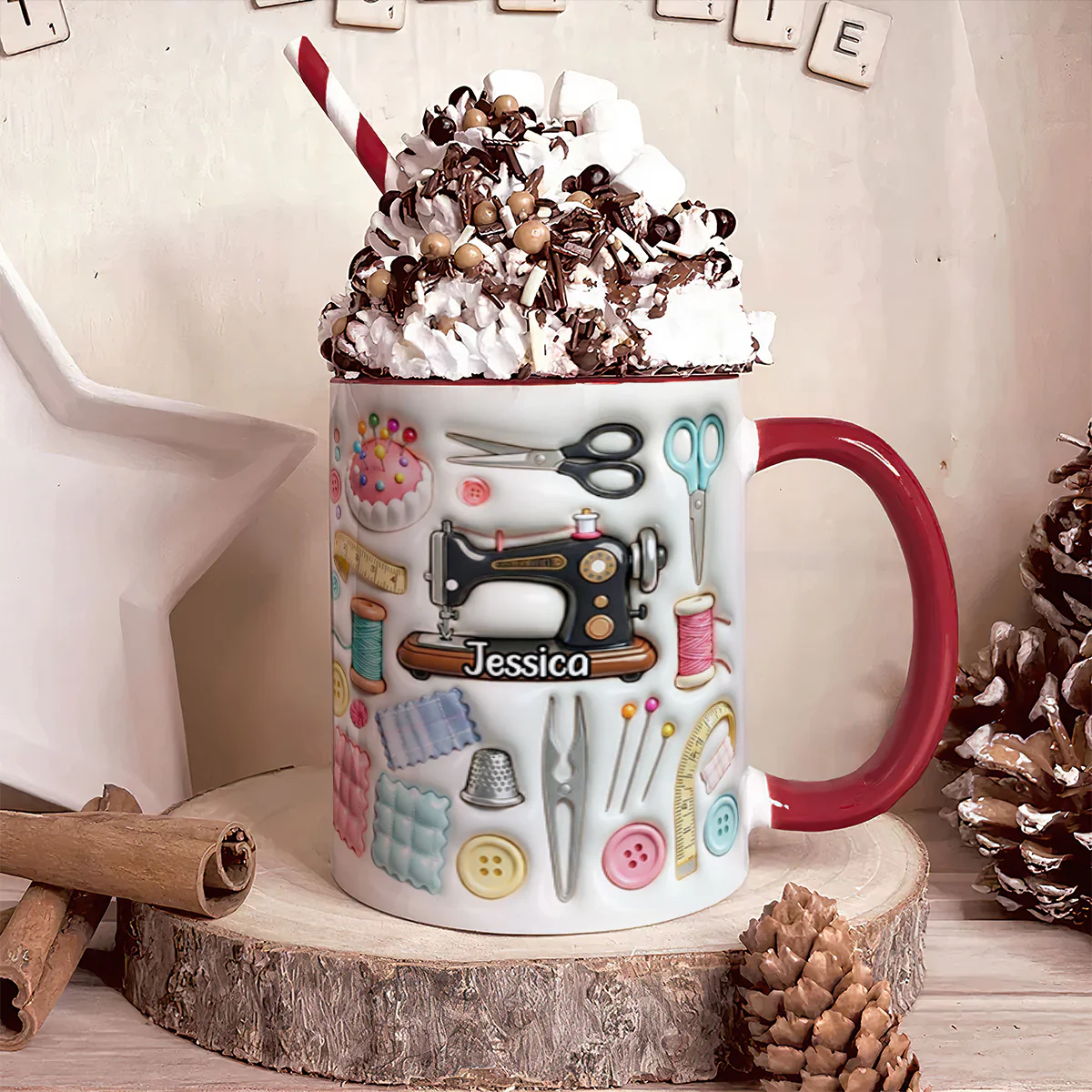 I Love Sewing - Personalized Accent Mug - Image 2