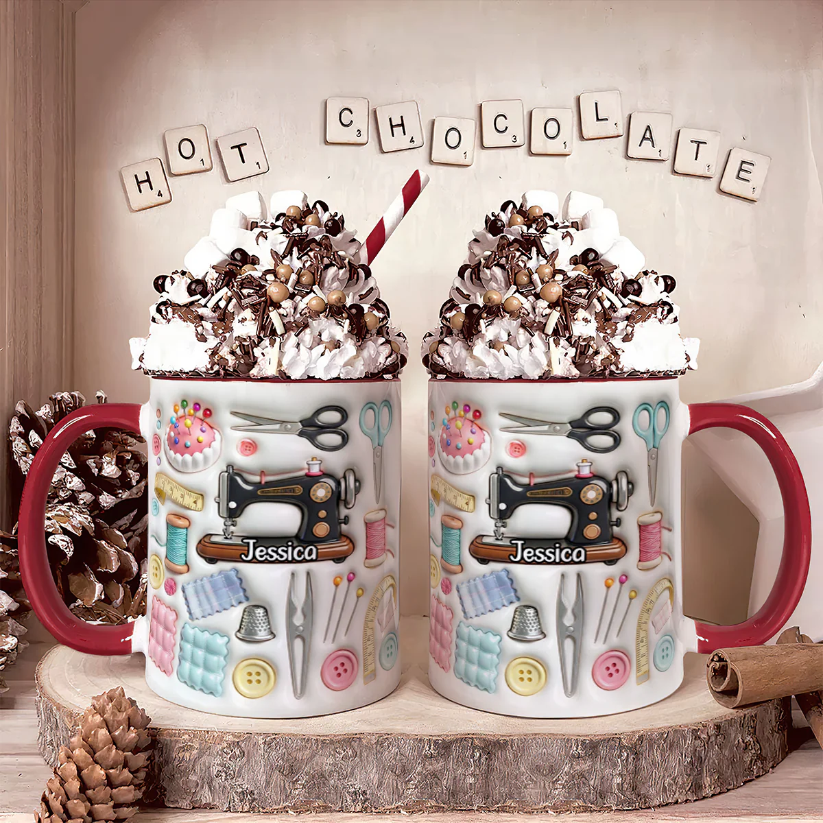 I Love Sewing - Personalized Accent Mug - Image 4