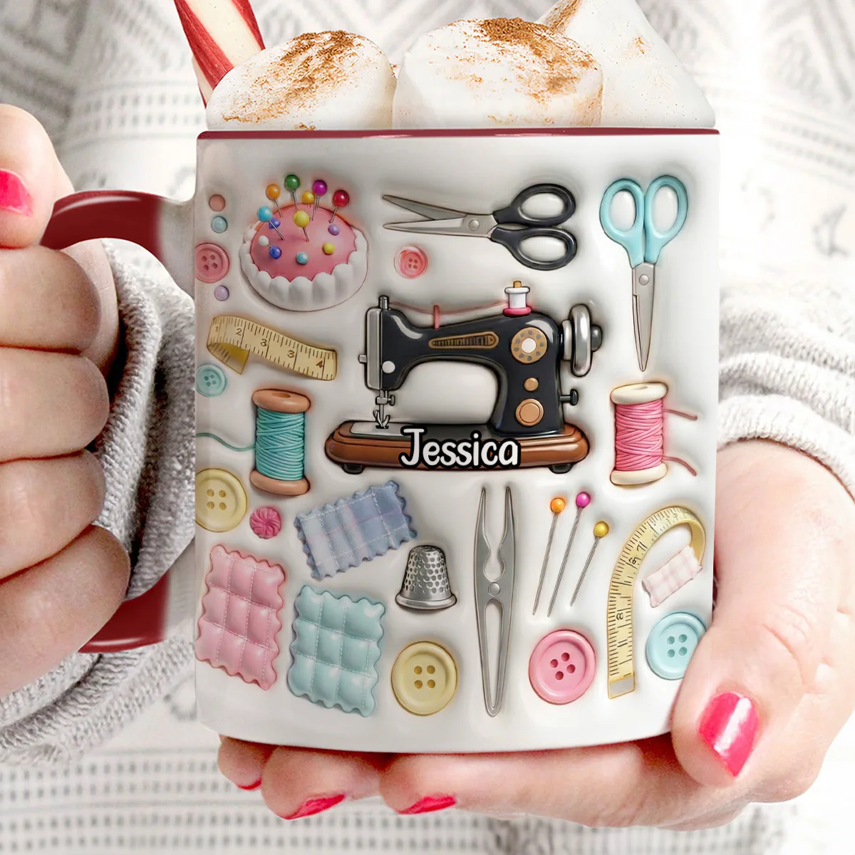 I Love Sewing - Personalized Accent Mug - Image 5