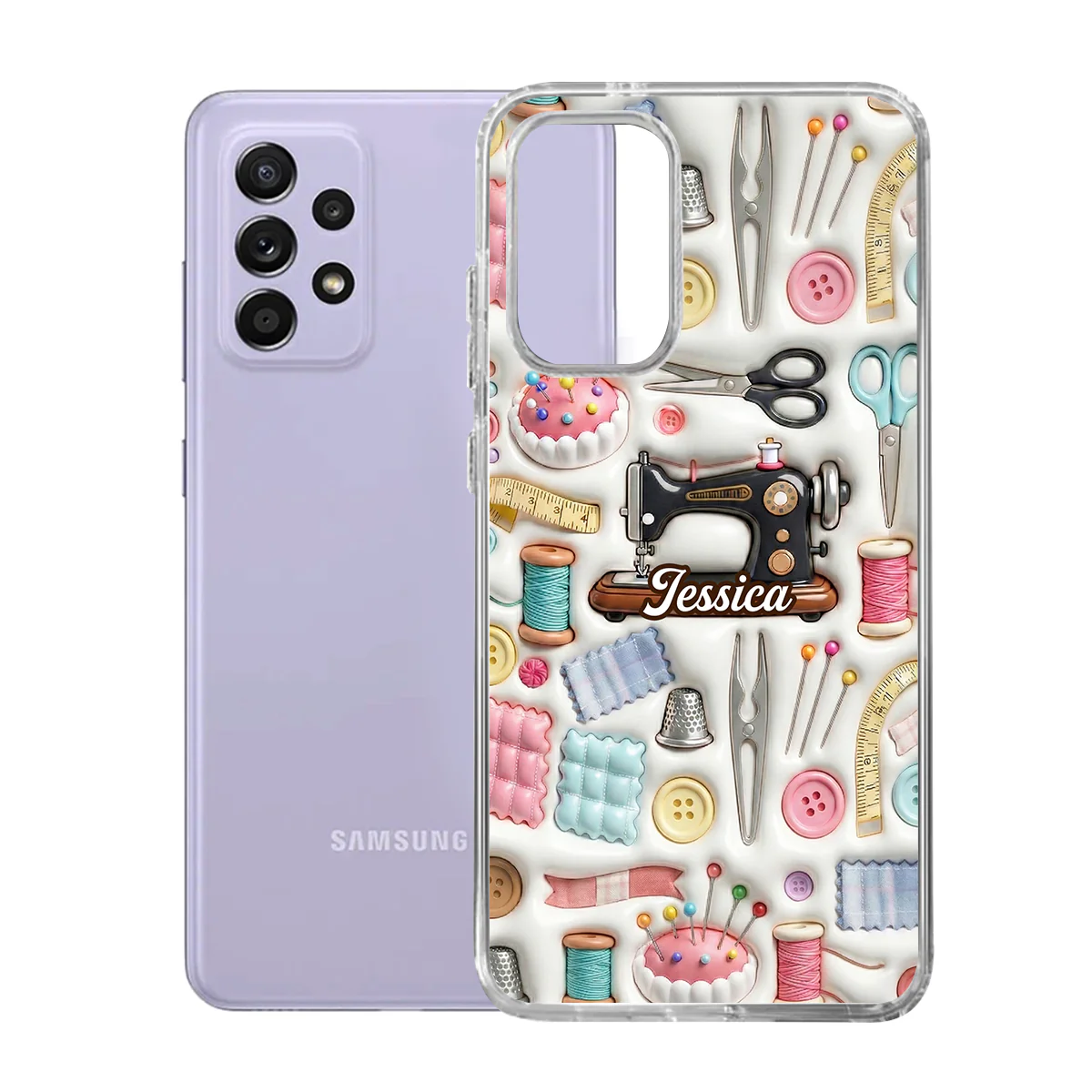 I Love Sewing - Personalized Clear Silicone Phone Case - Image 8