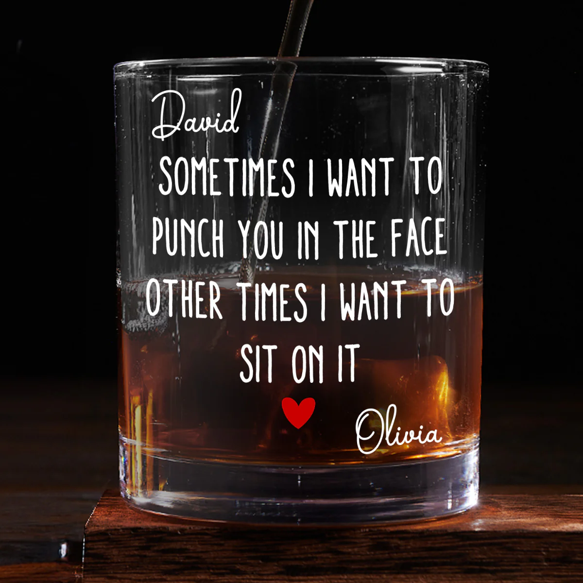 I Love The Other Times - Personalized Round Whiskey Glass
