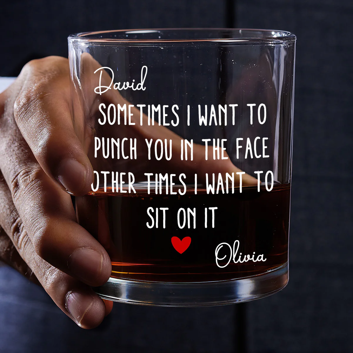 I Love The Other Times - Personalized Round Whiskey Glass - Image 2