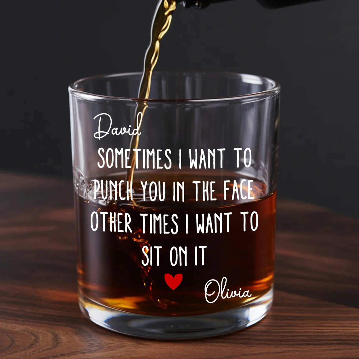 I Love The Other Times - Personalized Round Whiskey Glass - Image 3