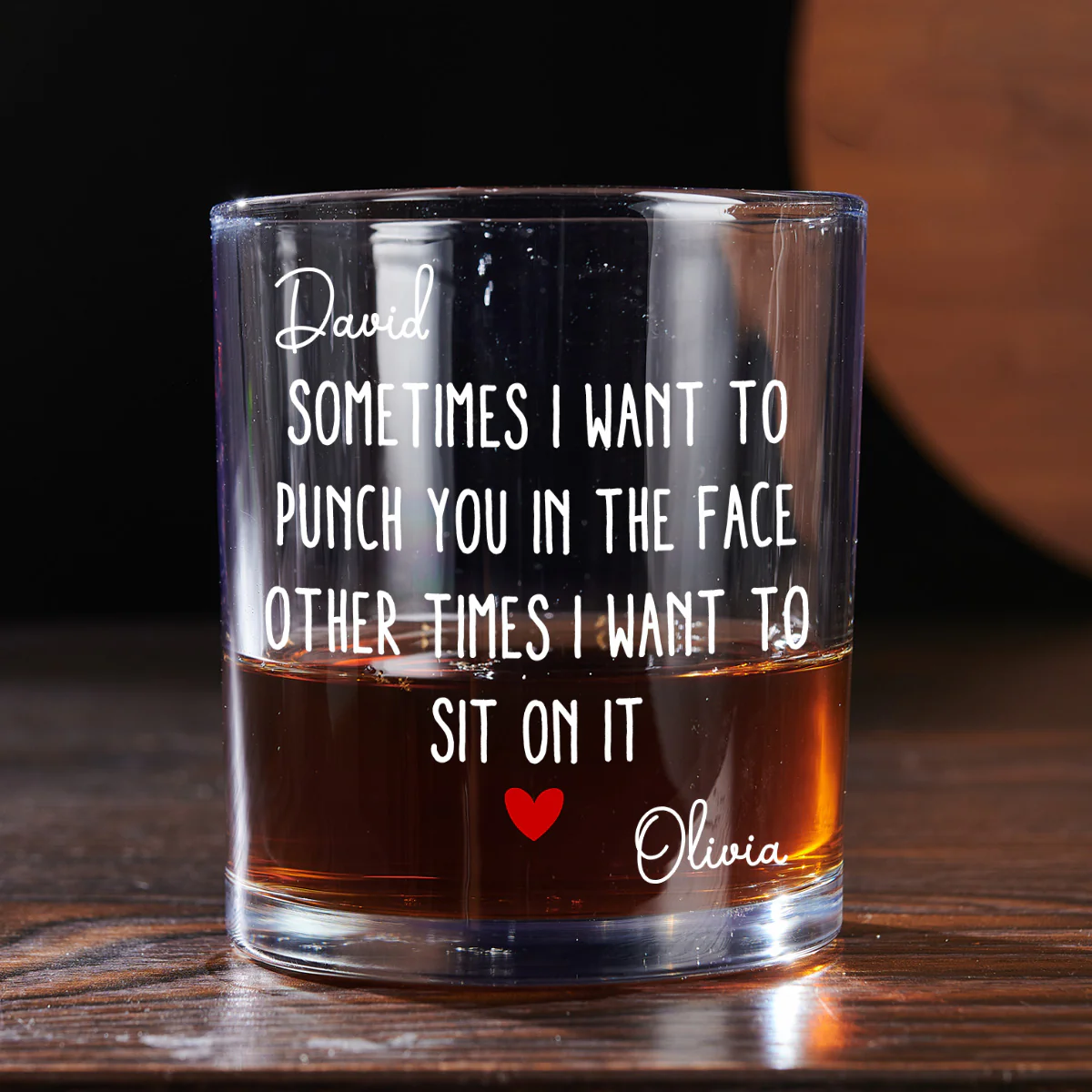 I Love The Other Times - Personalized Round Whiskey Glass - Image 4