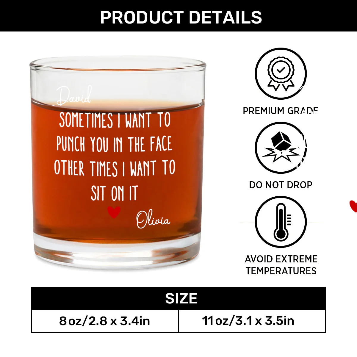 I Love The Other Times - Personalized Round Whiskey Glass - Image 5