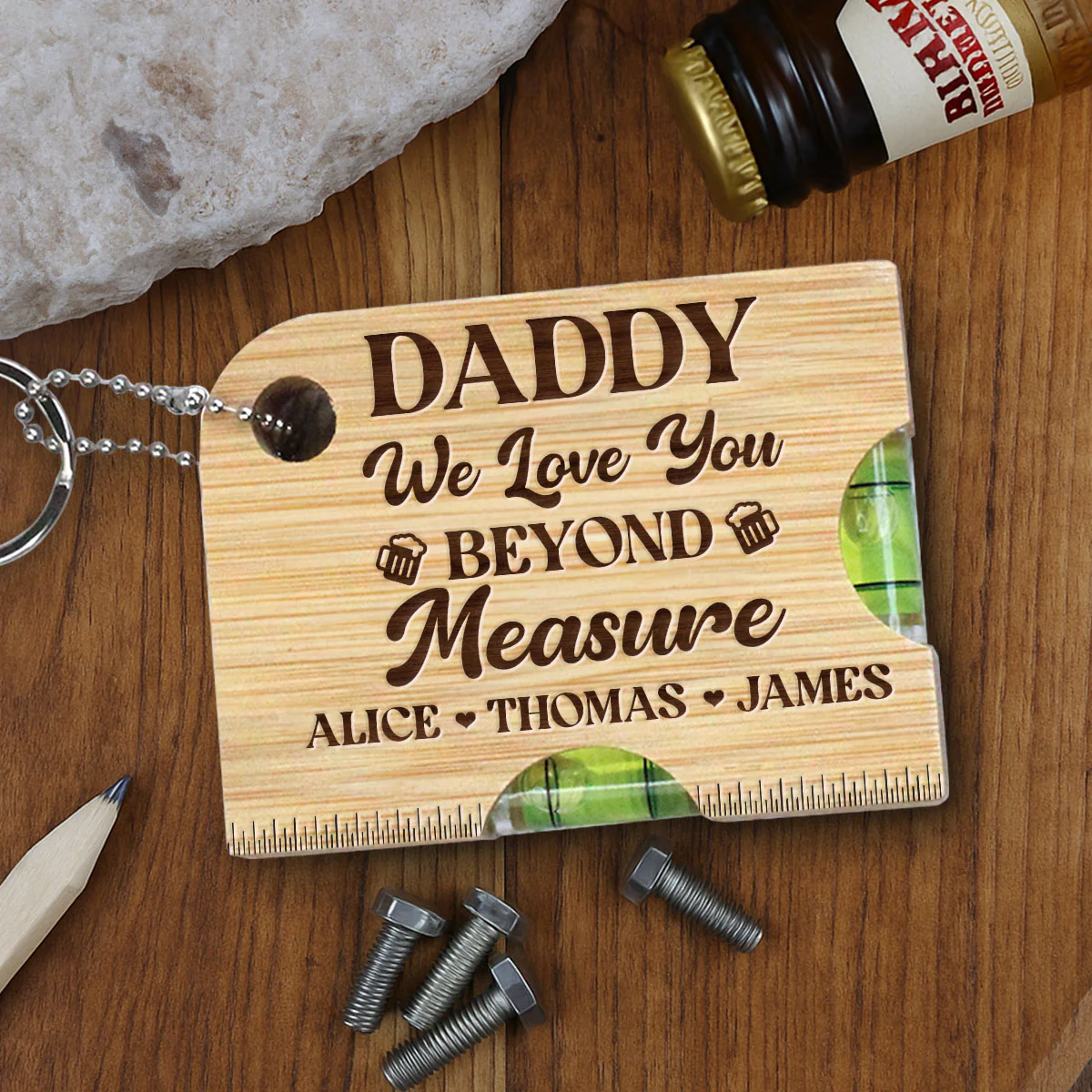 I Love You Beyond Measure - Personalized Spirit Level Bottle Opener Keyring - Image 2