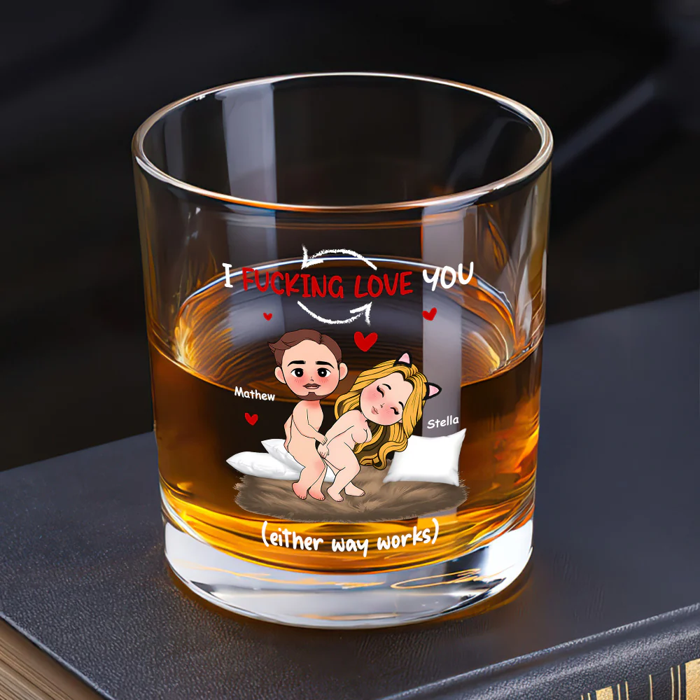 I Love You (Either Way Works) - Personalized Round Whiskey Glass - Image 5