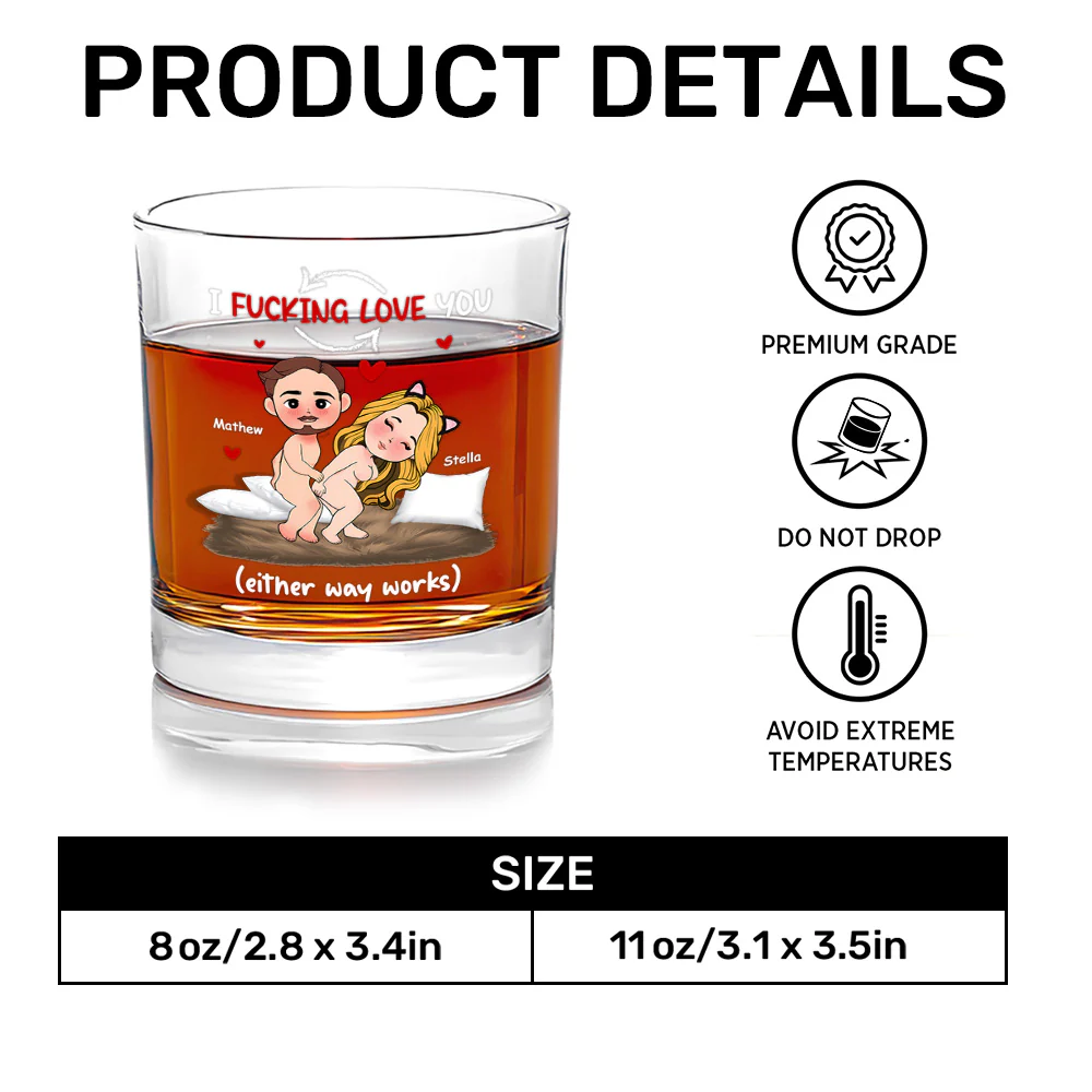 I Love You (Either Way Works) - Personalized Round Whiskey Glass - Image 7