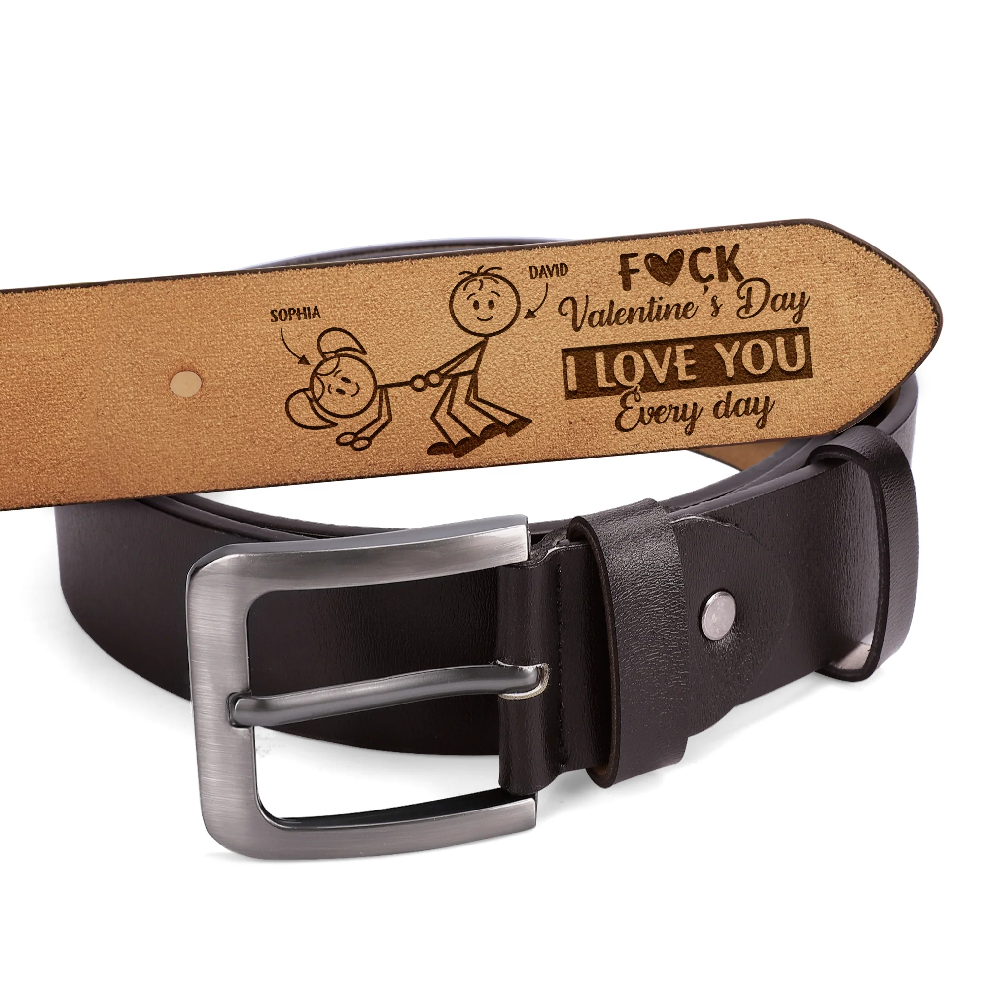 I Love You Every Day - Personalized Engraved Leather Belt