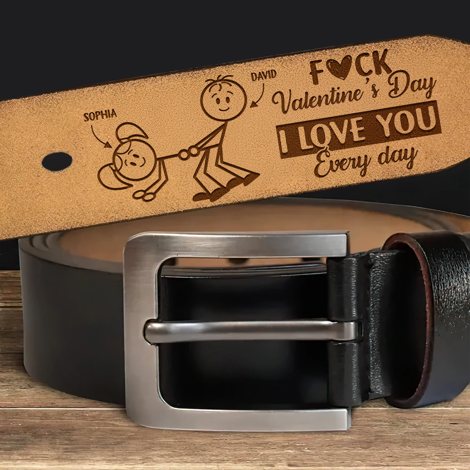 I Love You Every Day - Personalized Engraved Leather Belt - Image 6