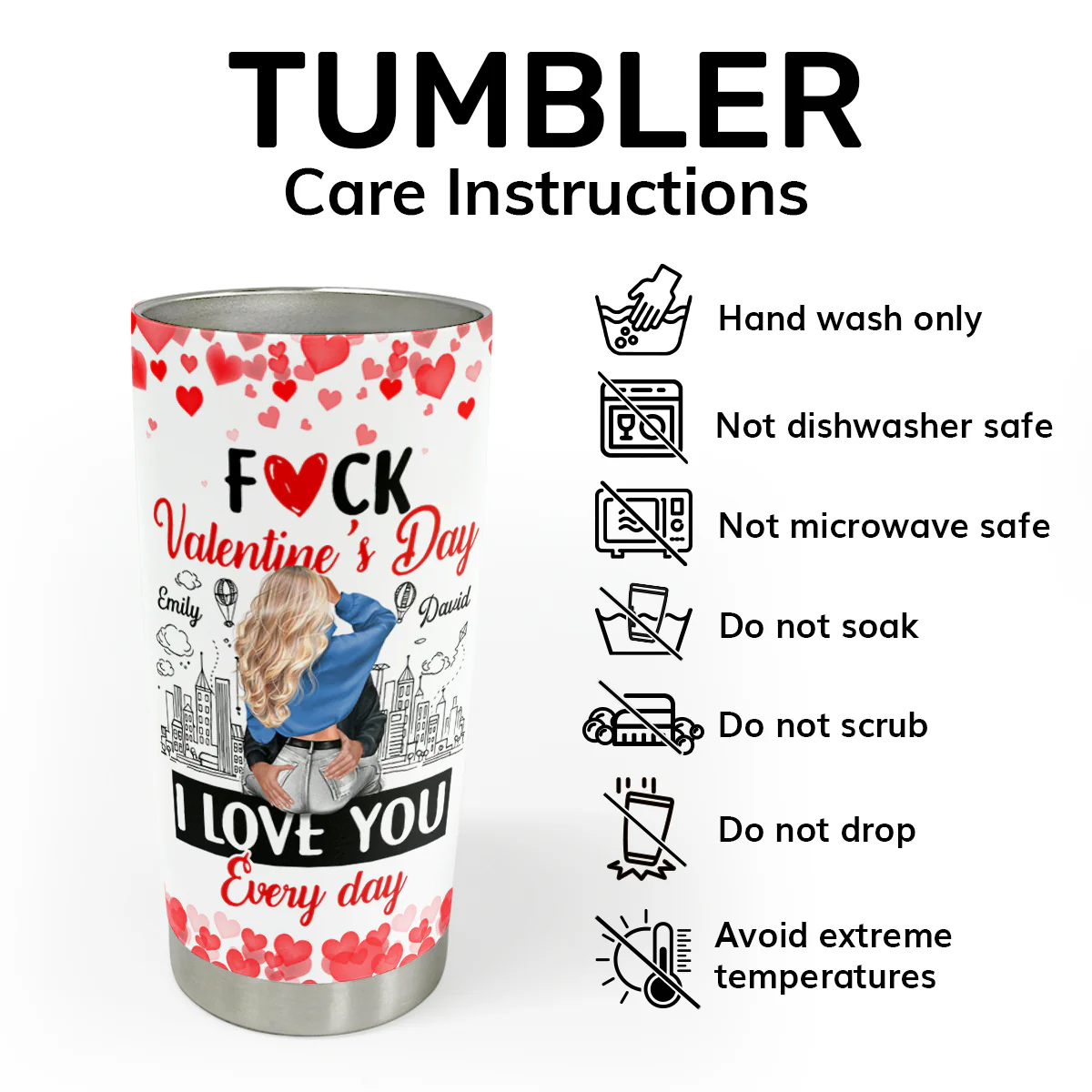 I Love You Every Day - Personalized Stainless Steel Tumbler - Image 5