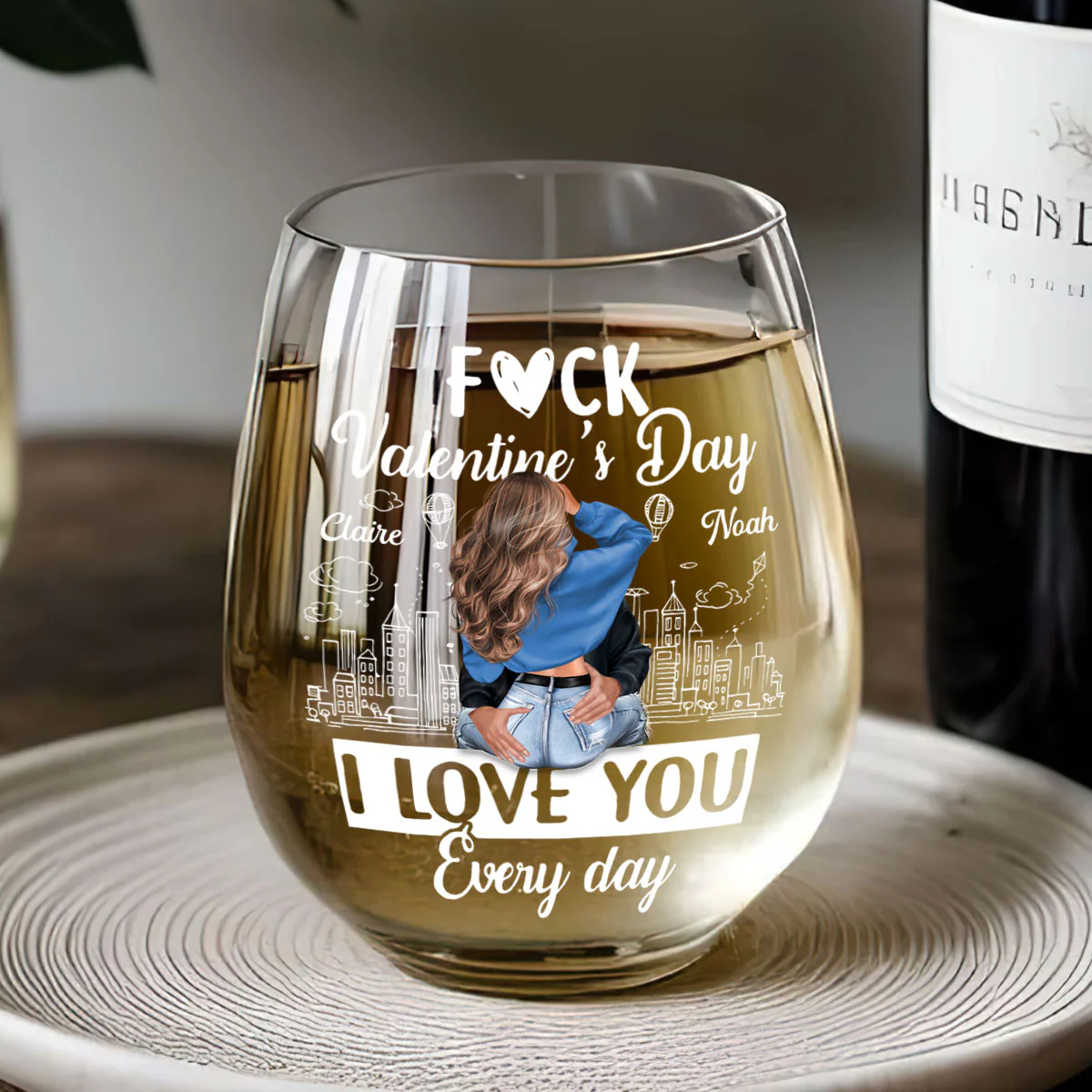 I Love You Every Day - Personalized Stemless Wine Glass - Image 5