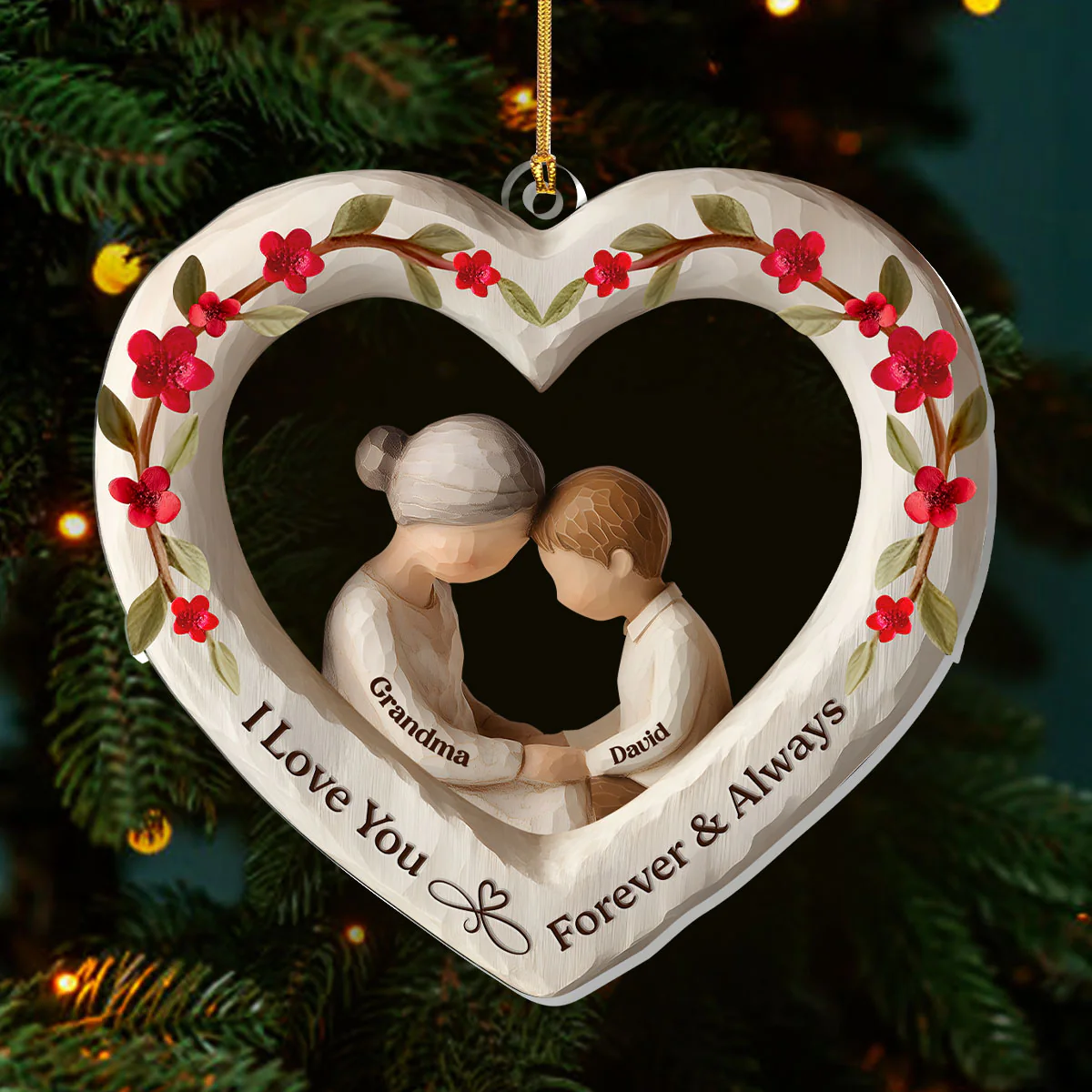 I Love You Forever And Always - Personalized 1-Layer Acrylic Ornament - Image 4