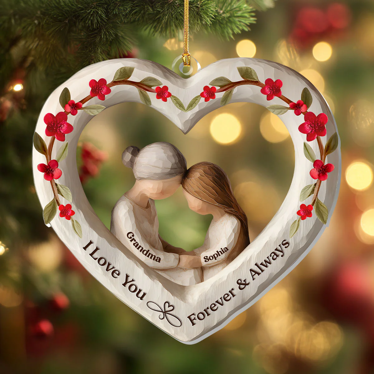 I Love You Forever And Always - Personalized 1-Layer Acrylic Ornament - Image 5