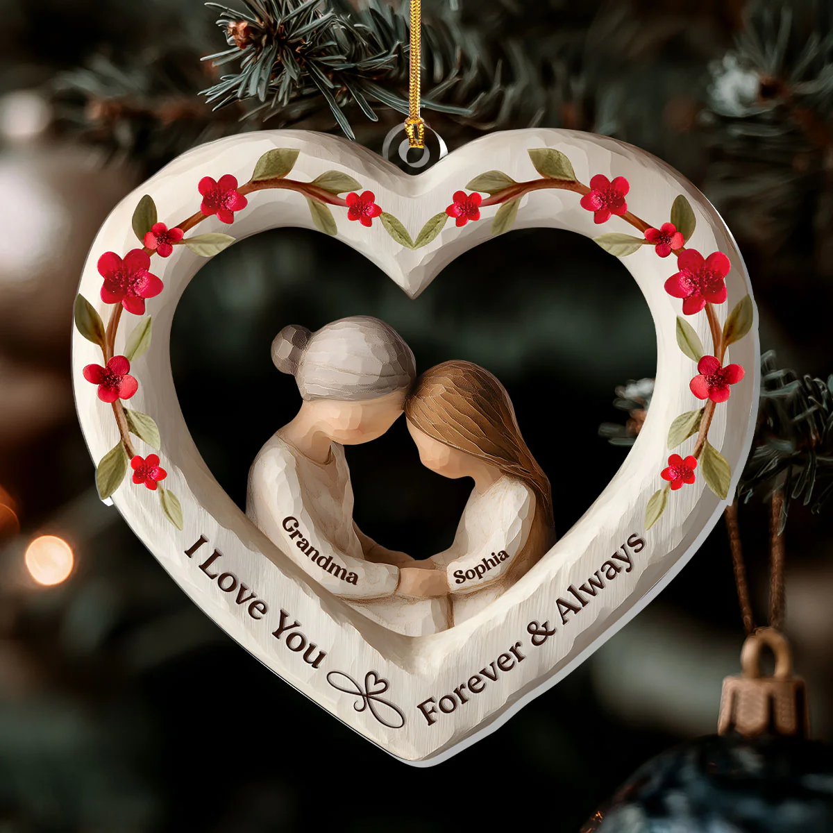 I Love You Forever And Always - Personalized 1-Layer Acrylic Ornament - Image 7