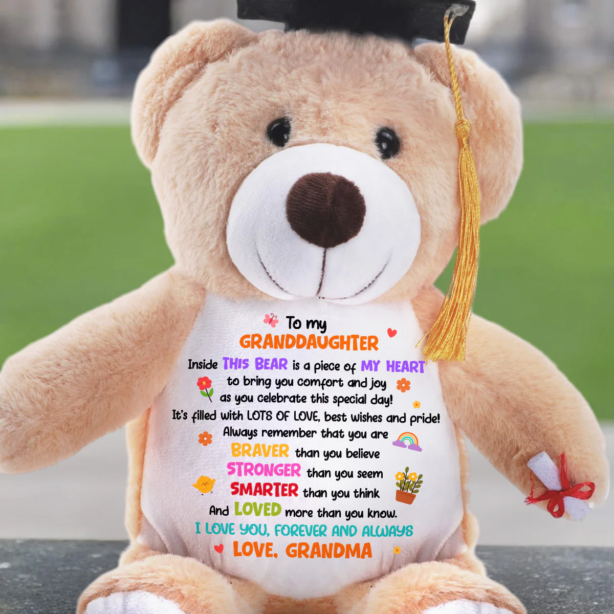 I Love You Forever And Always - Personalized Graduation Teddy Bear