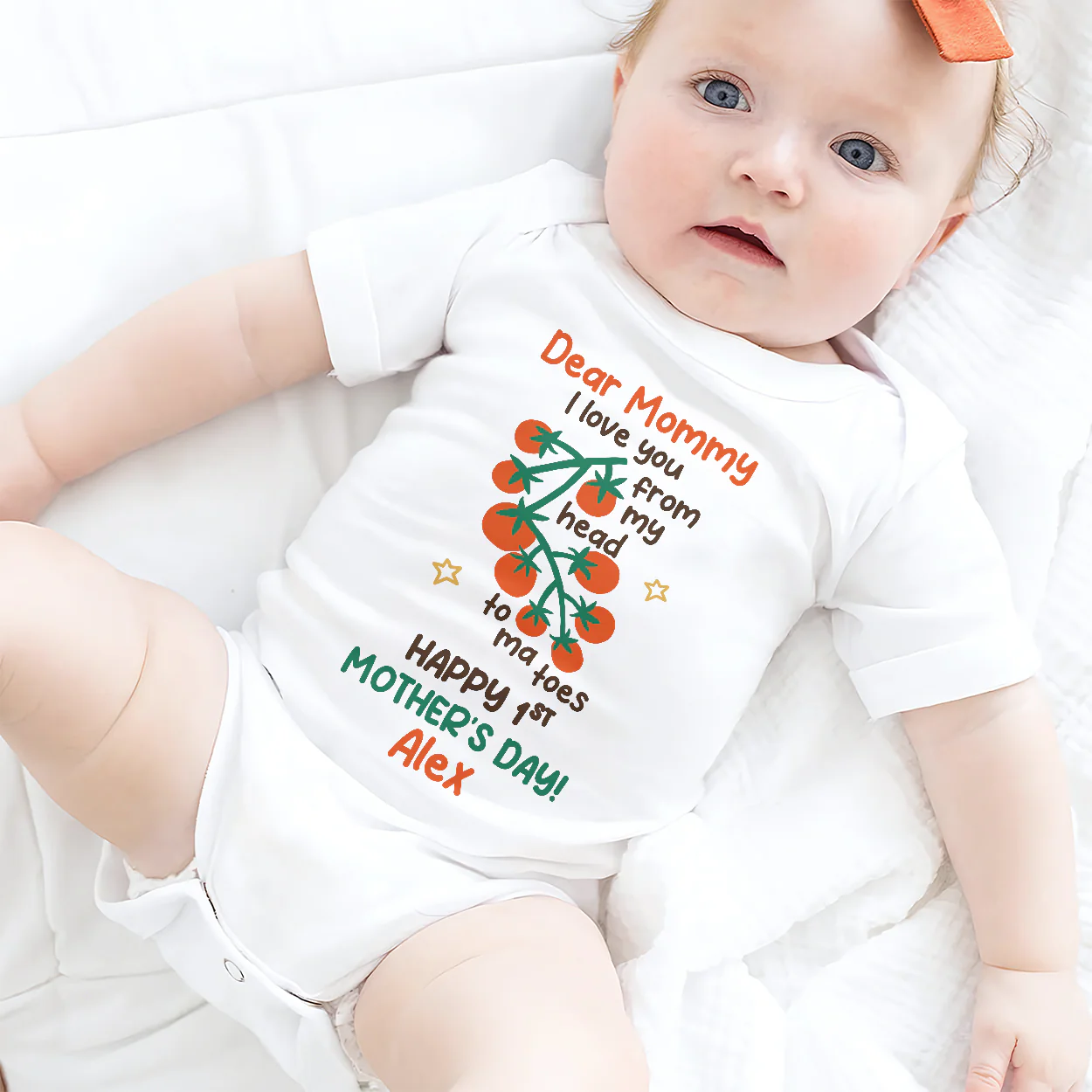 I Love You From My Head Tomatoes - Personalized Baby Onesie - Image 2
