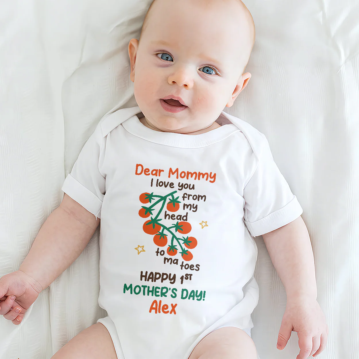 I Love You From My Head Tomatoes - Personalized Baby Onesie - Image 3