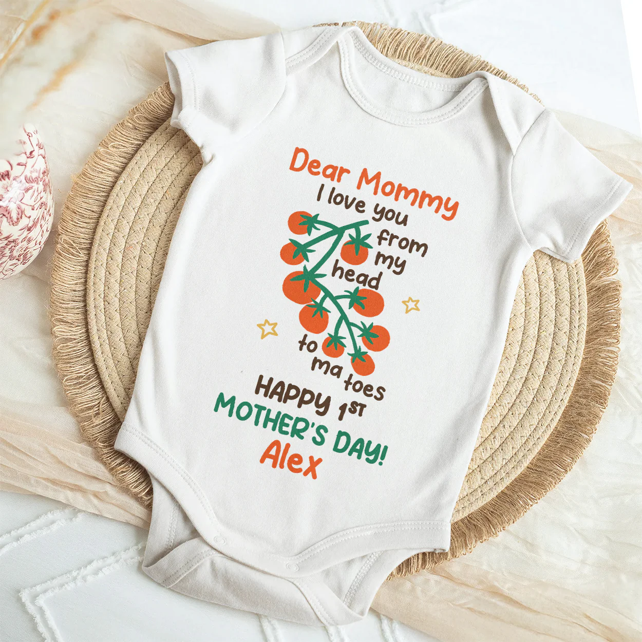 I Love You From My Head Tomatoes - Personalized Baby Onesie - Image 4