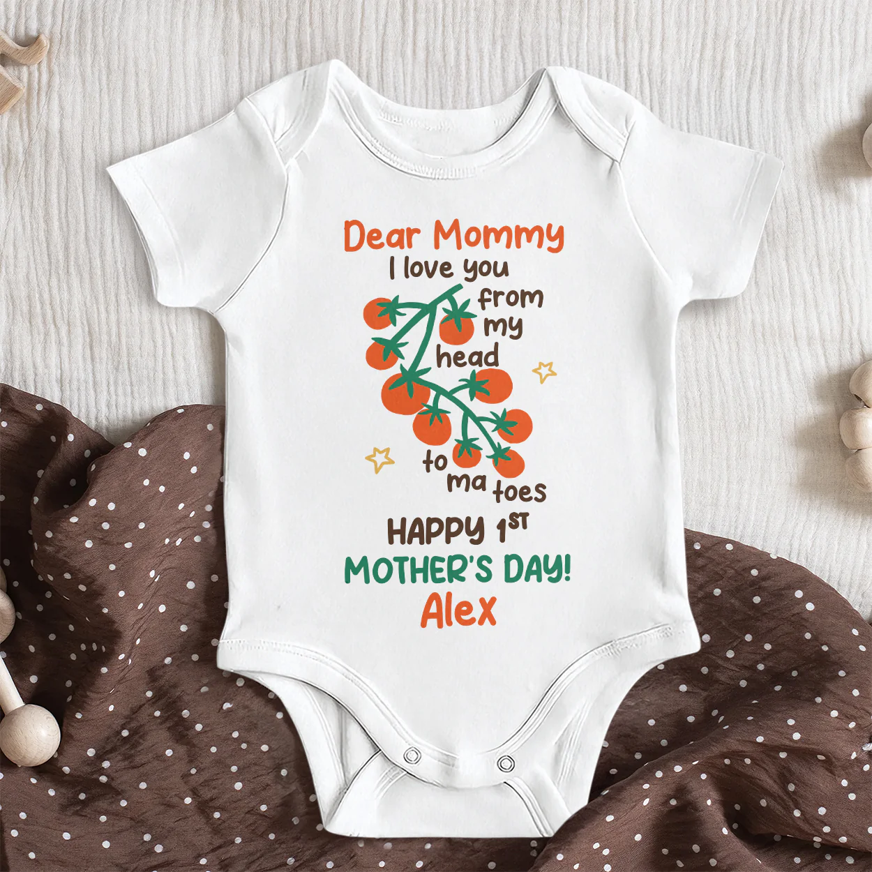 I Love You From My Head Tomatoes - Personalized Baby Onesie - Image 5