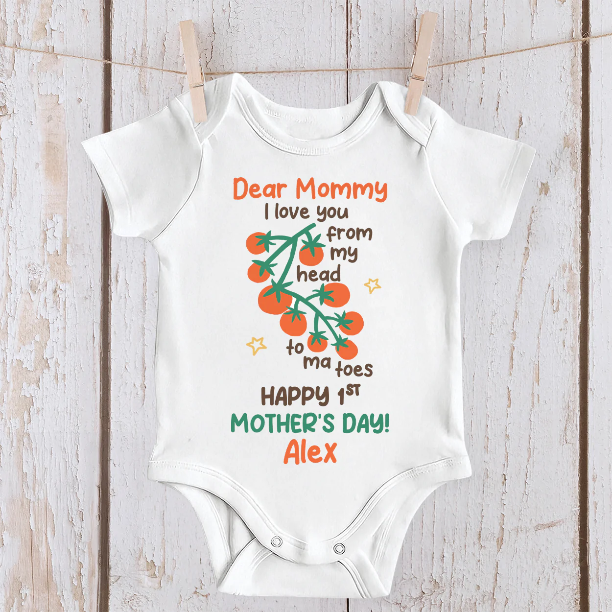 I Love You From My Head Tomatoes - Personalized Baby Onesie - Image 6