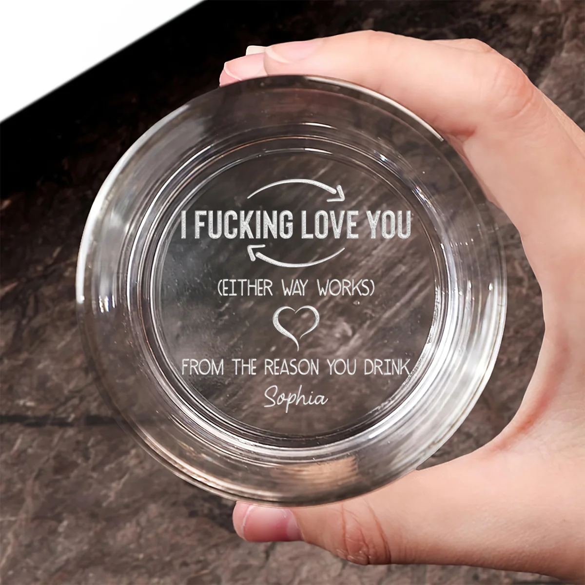 I Love You - Personalized Engraved Whiskey Glass - Image 2