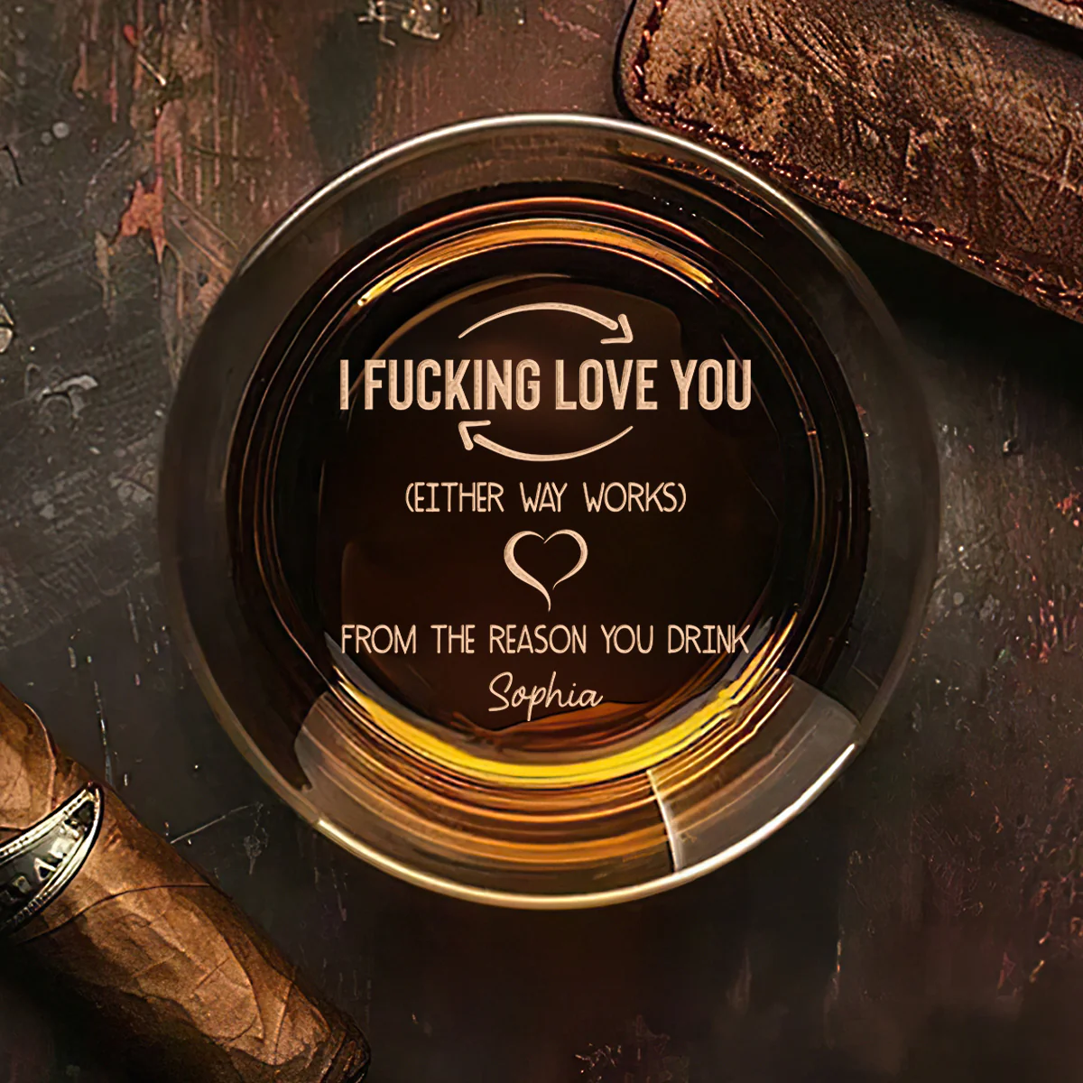 I Love You - Personalized Engraved Whiskey Glass - Image 3