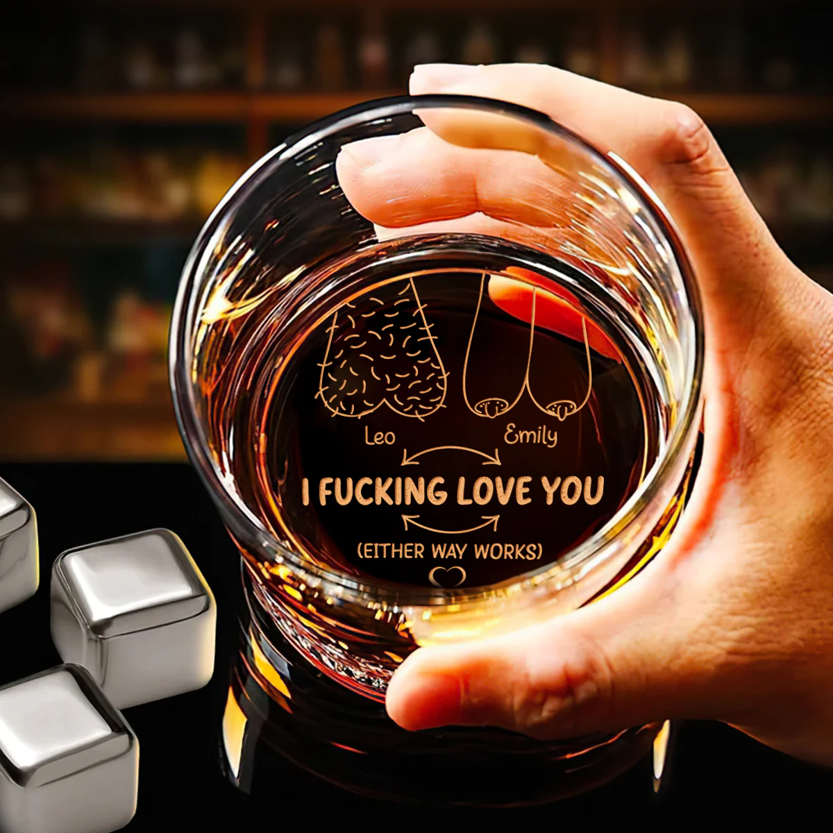 I Love You - Personalized Engraved Whiskey Glass - Image 6