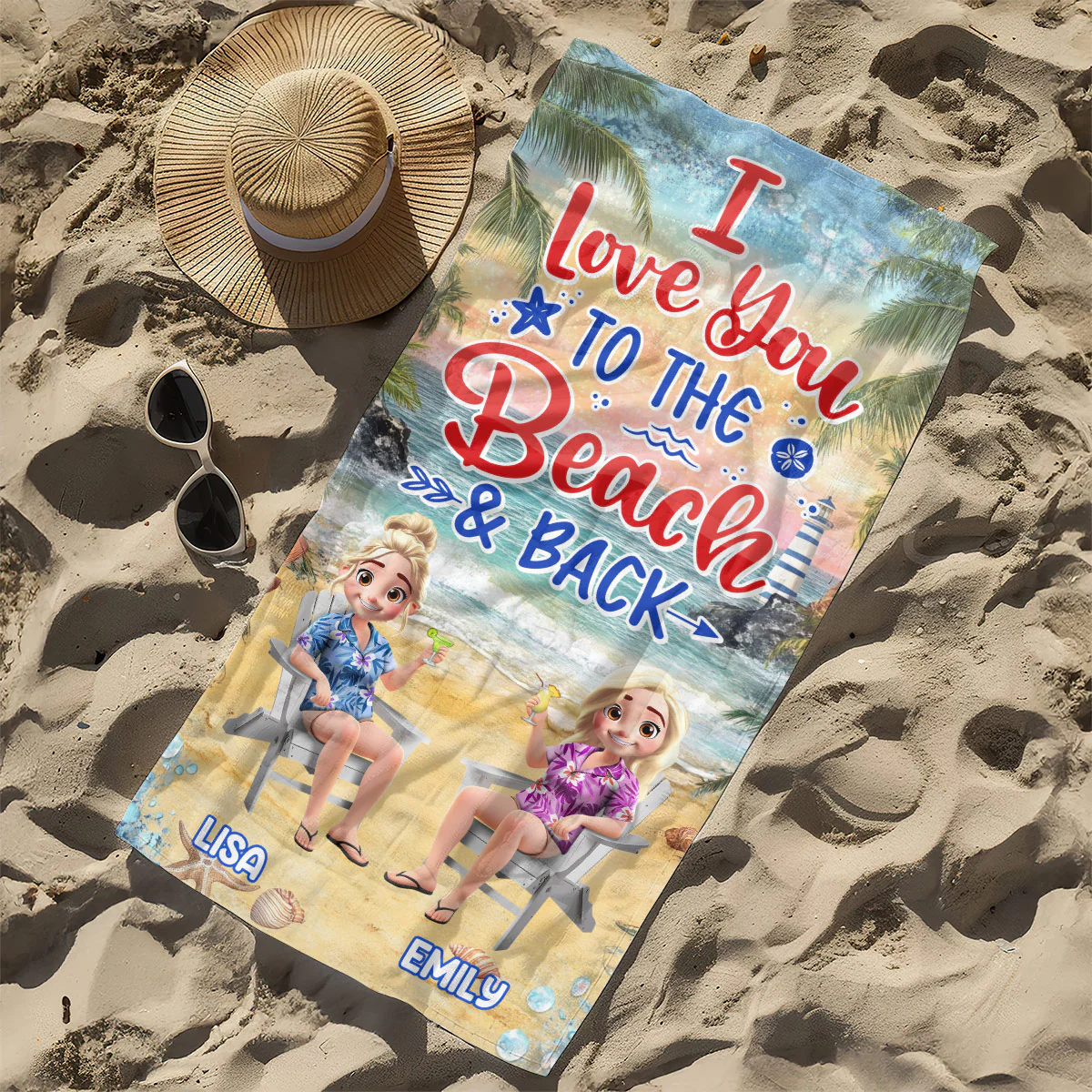 I Love You To The Beach And Back - Personalized Beach Towel - Image 6