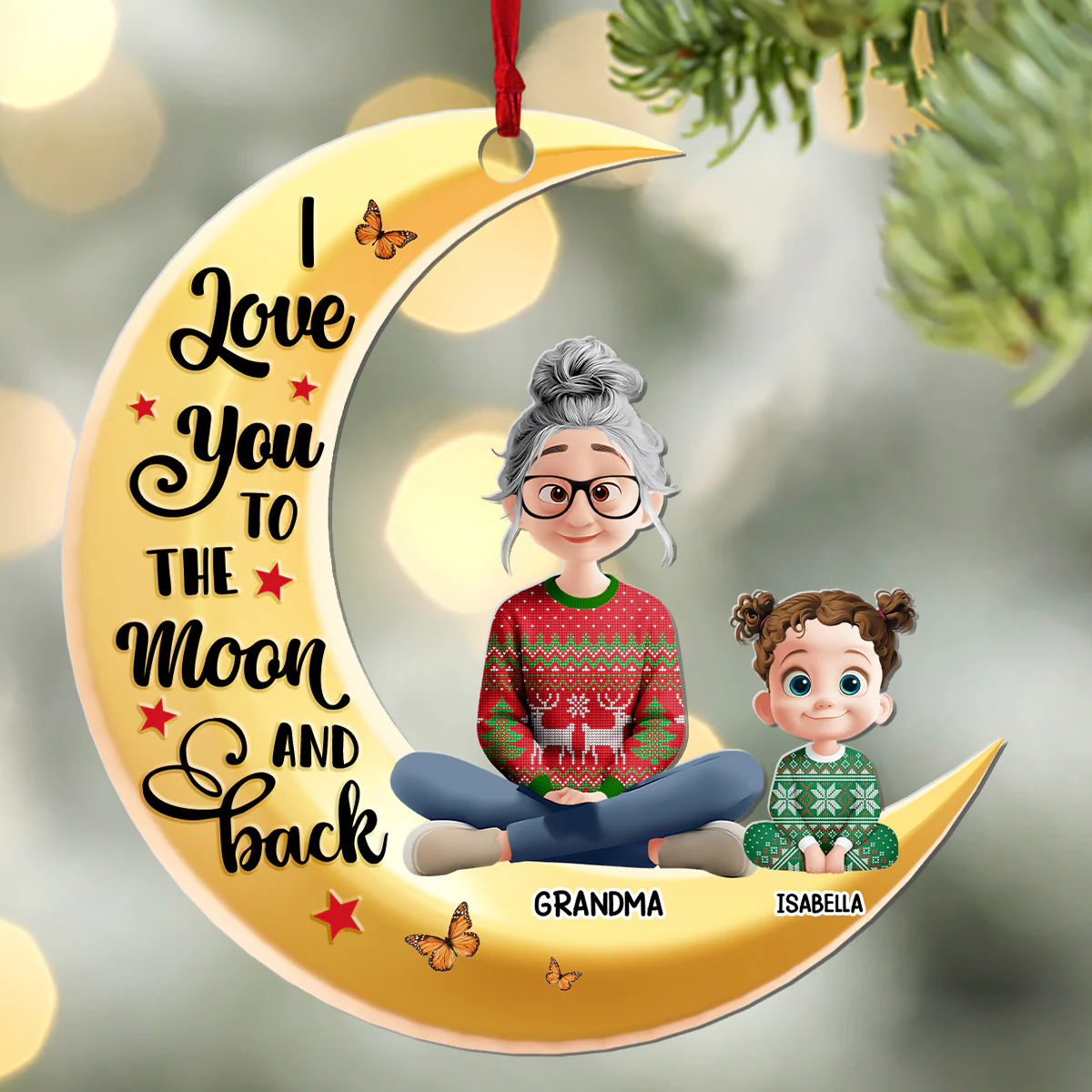 I Love You To The Moon And Back - Personalized 1-Layer Acrylic Ornament - Image 3