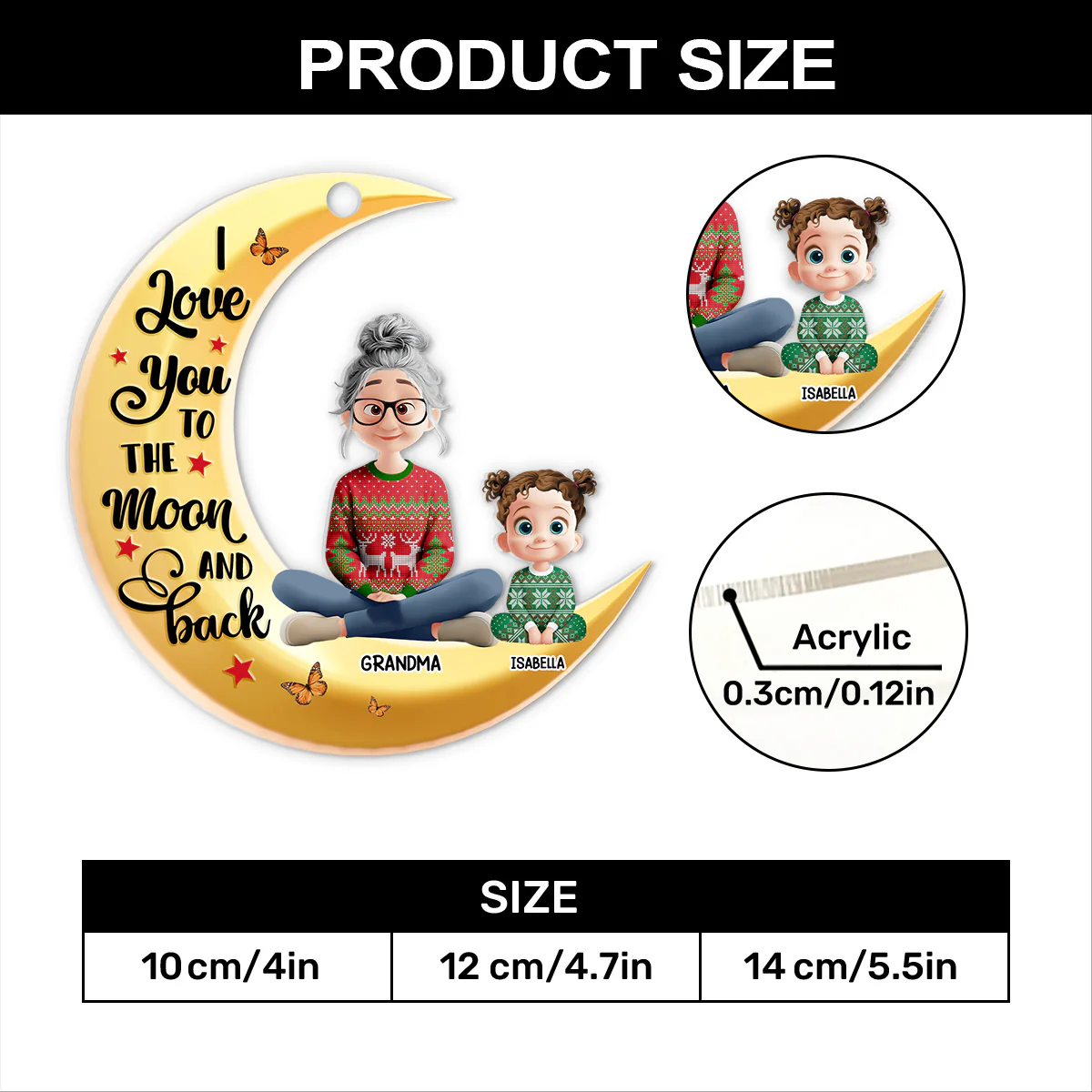 I Love You To The Moon And Back - Personalized 1-Layer Acrylic Ornament - Image 4