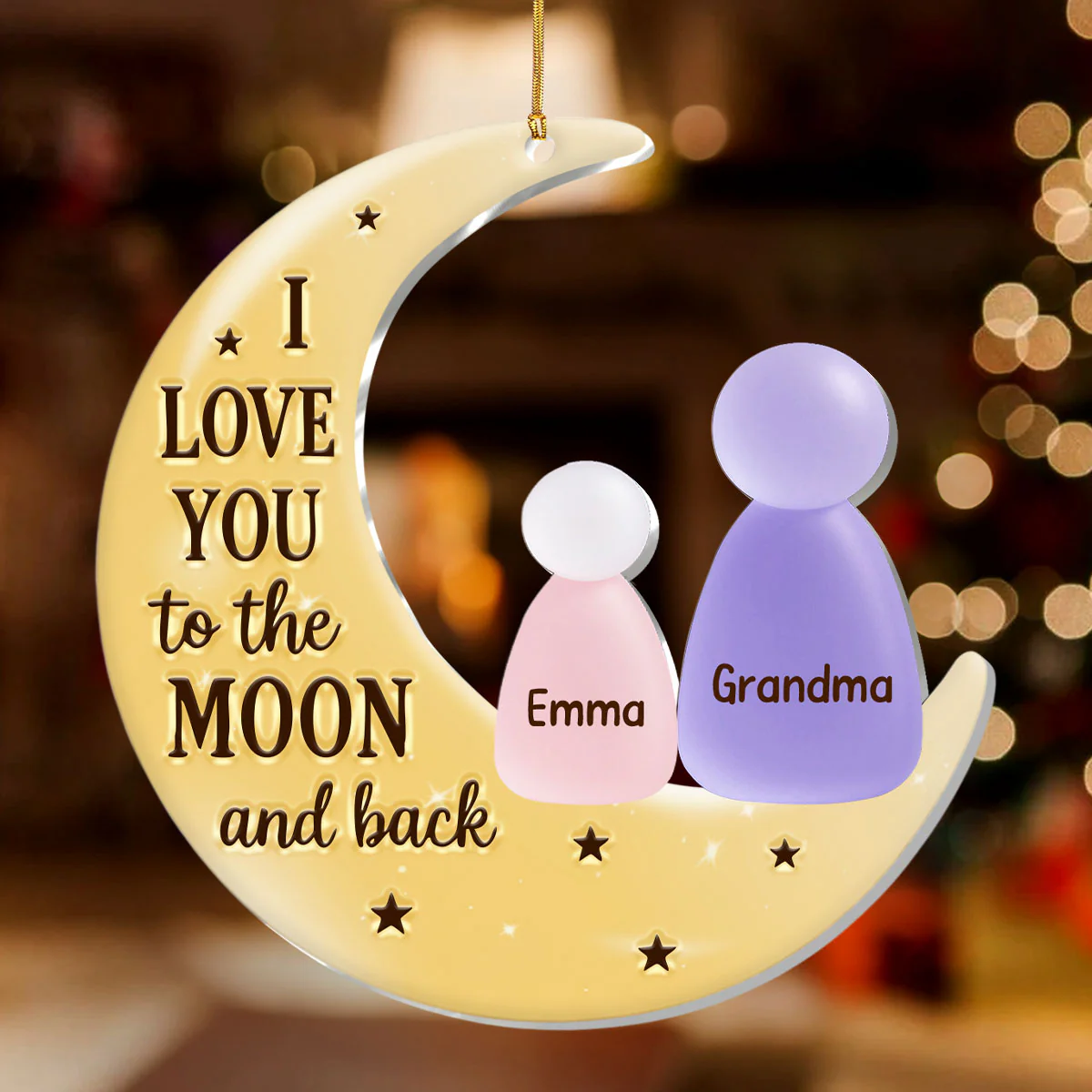 I Love You To The Moon And Back - Personalized 1-Layer Acrylic Ornament - Image 2