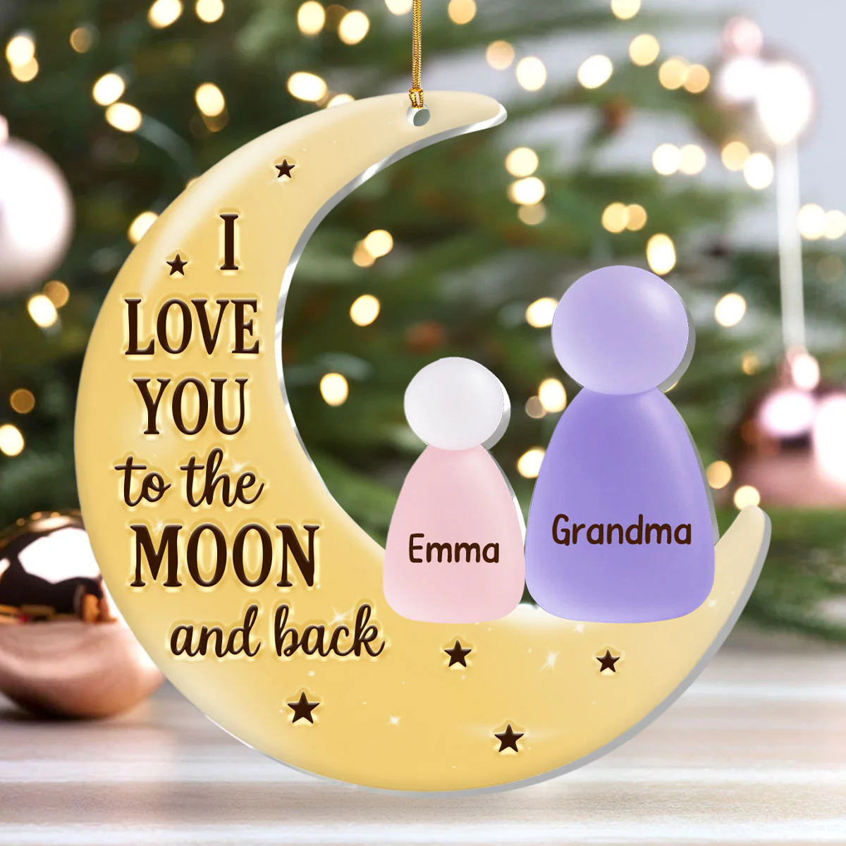 I Love You To The Moon And Back - Personalized 1-Layer Acrylic Ornament - Image 4