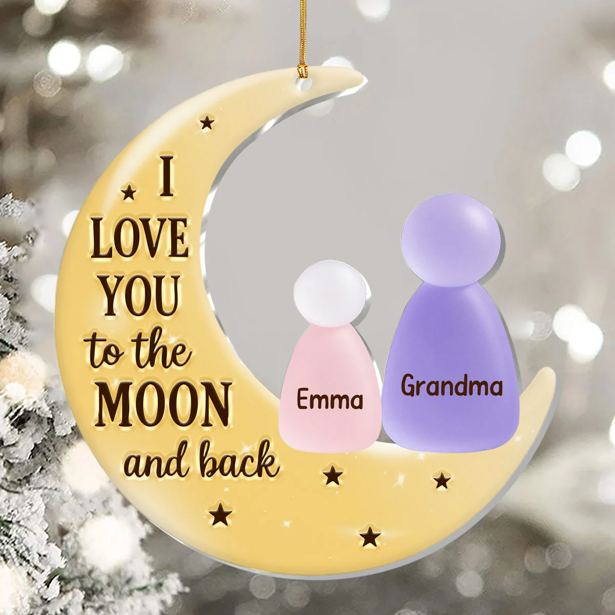 I Love You To The Moon And Back - Personalized 1-Layer Acrylic Ornament - Image 5