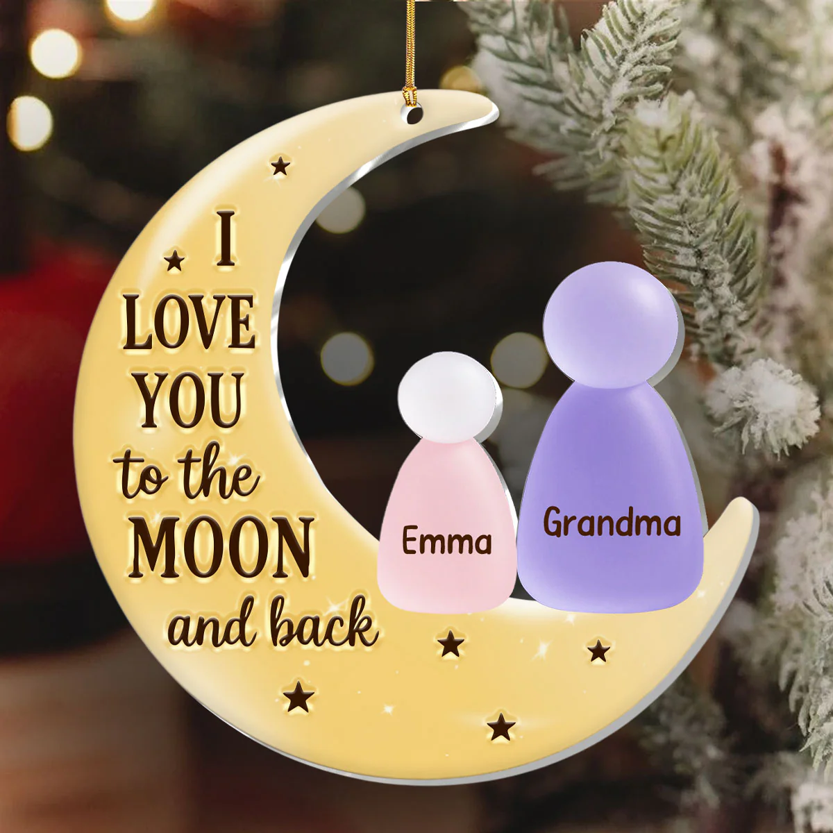I Love You To The Moon And Back - Personalized 1-Layer Acrylic Ornament - Image 6