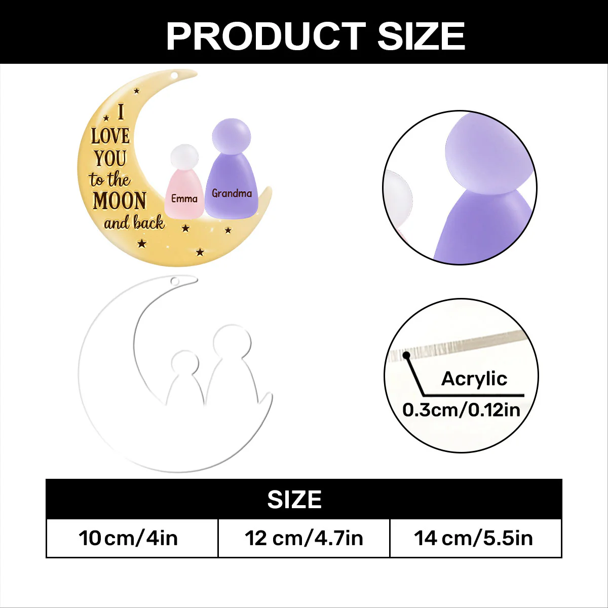 I Love You To The Moon And Back - Personalized 1-Layer Acrylic Ornament - Image 7