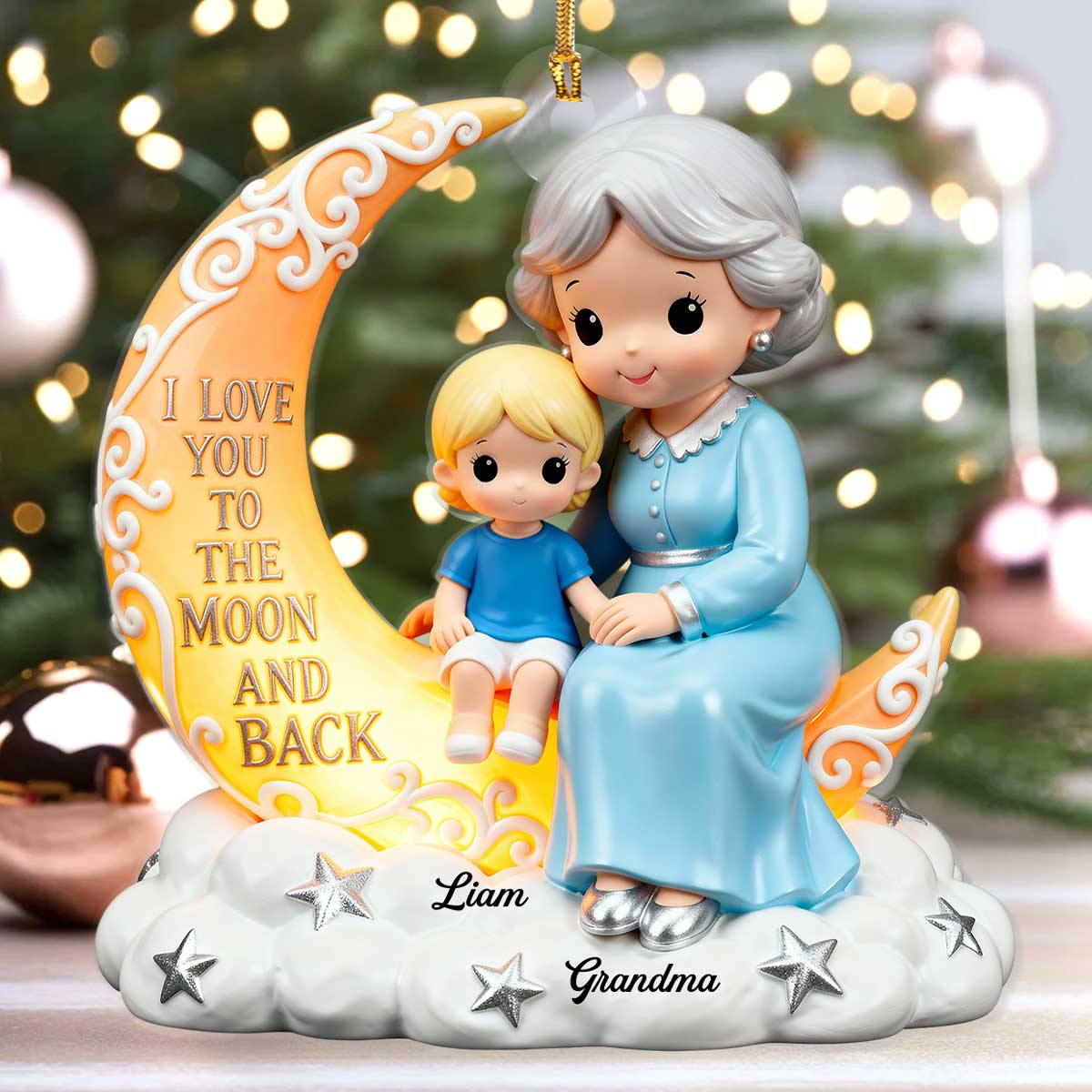 I Love You To The Moon And Back - Personalized 1-Layer Acrylic Ornament - Image 4