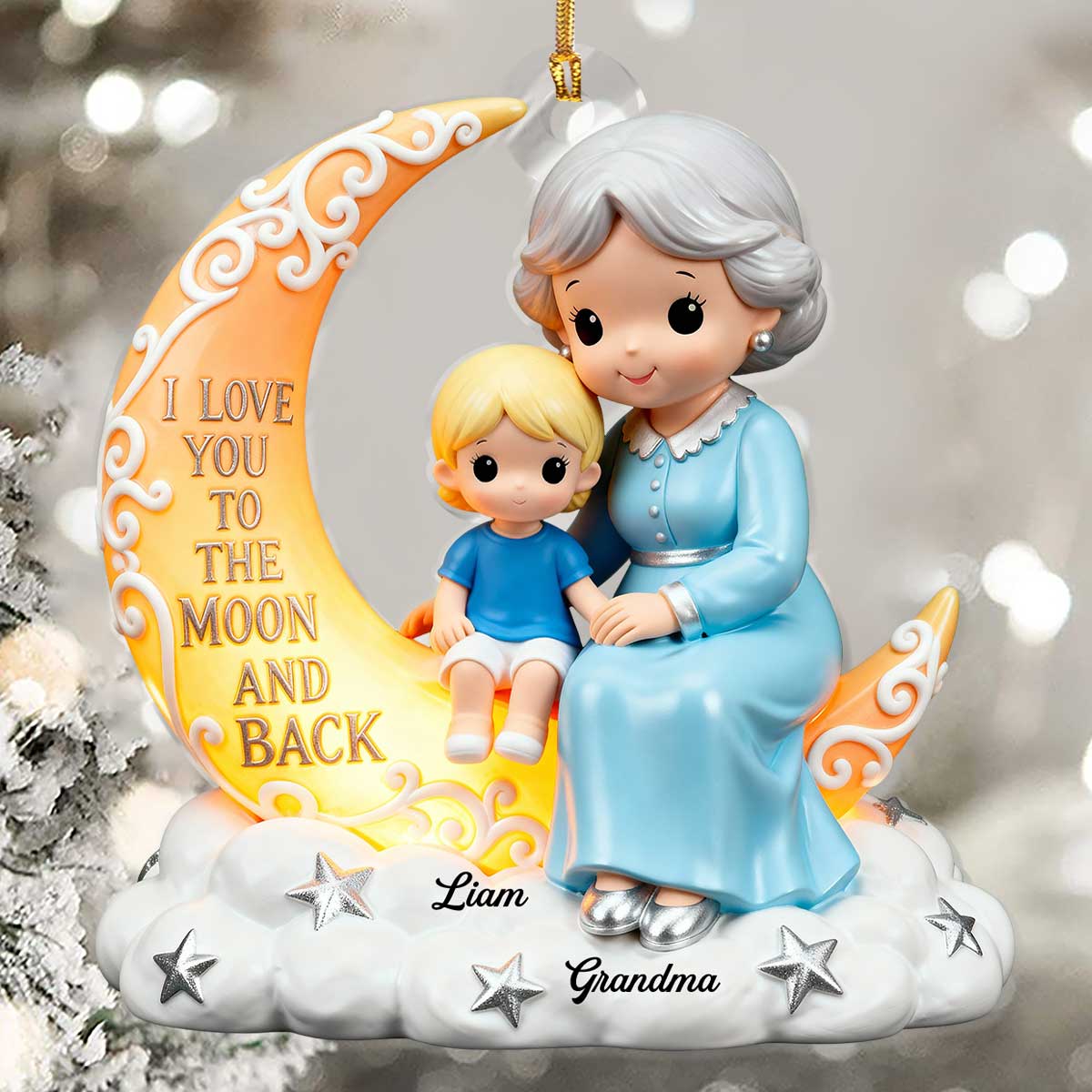 I Love You To The Moon And Back - Personalized 1-Layer Acrylic Ornament - Image 5