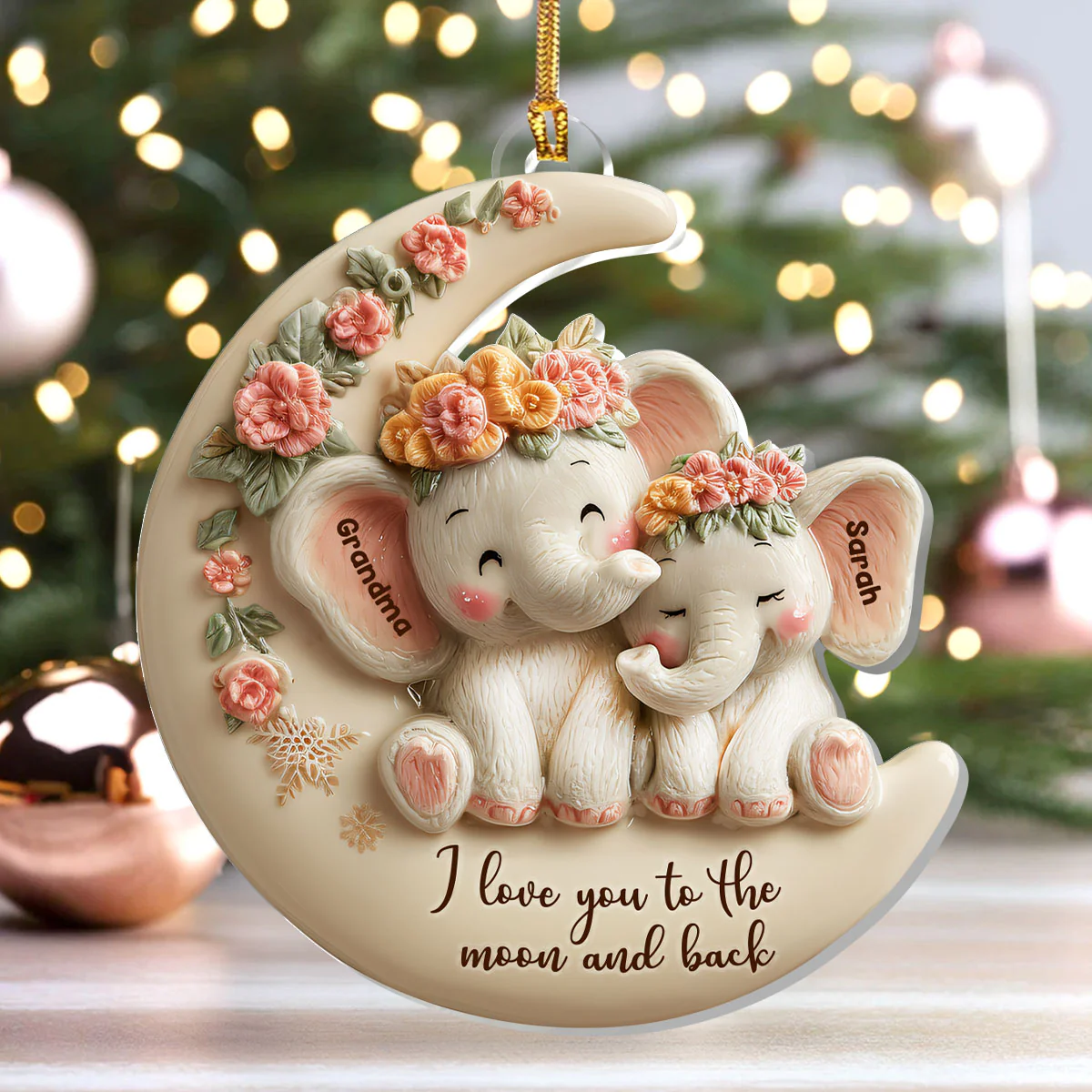 I Love You To The Moon And Back - Personalized 1-Layer Acrylic Ornament - Image 4