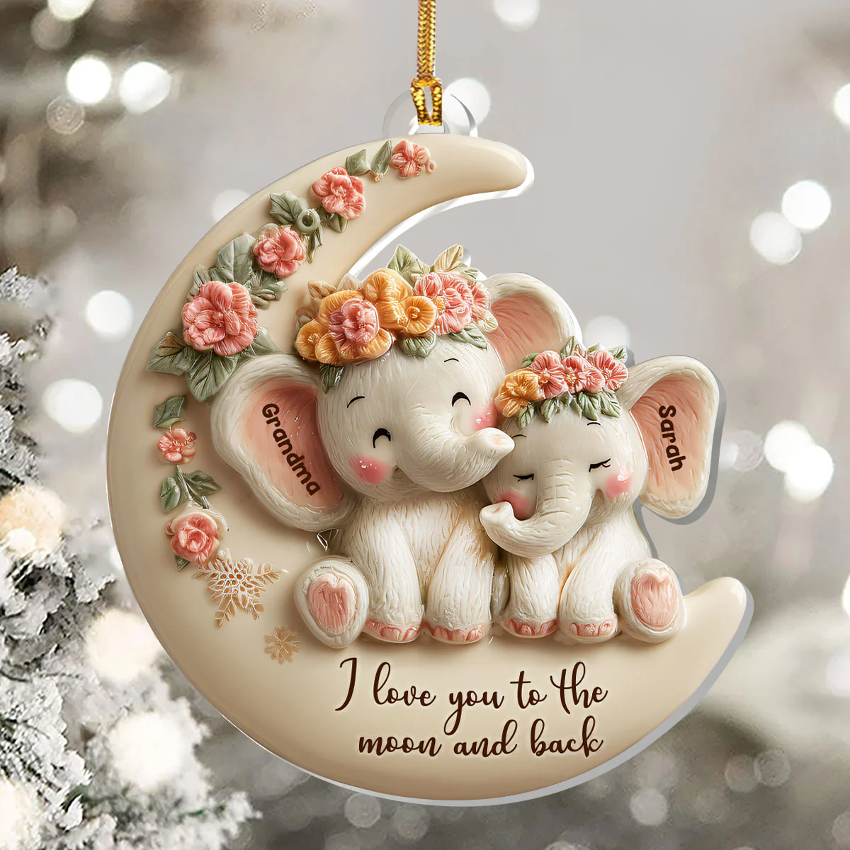I Love You To The Moon And Back - Personalized 1-Layer Acrylic Ornament - Image 5