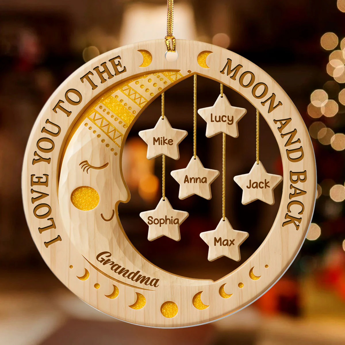 I Love You To The Moon And Back - Personalized 1-Layer Acrylic Ornament - Image 2